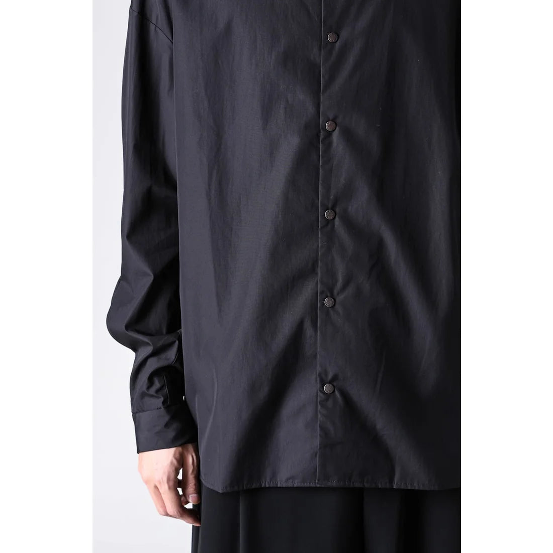 Black Suvin Cotton Snap Button Collared Shirt