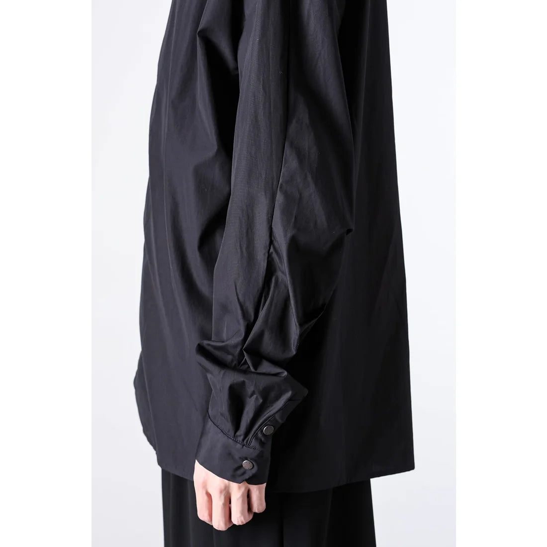 Black Suvin Cotton Snap Button Collared Shirt