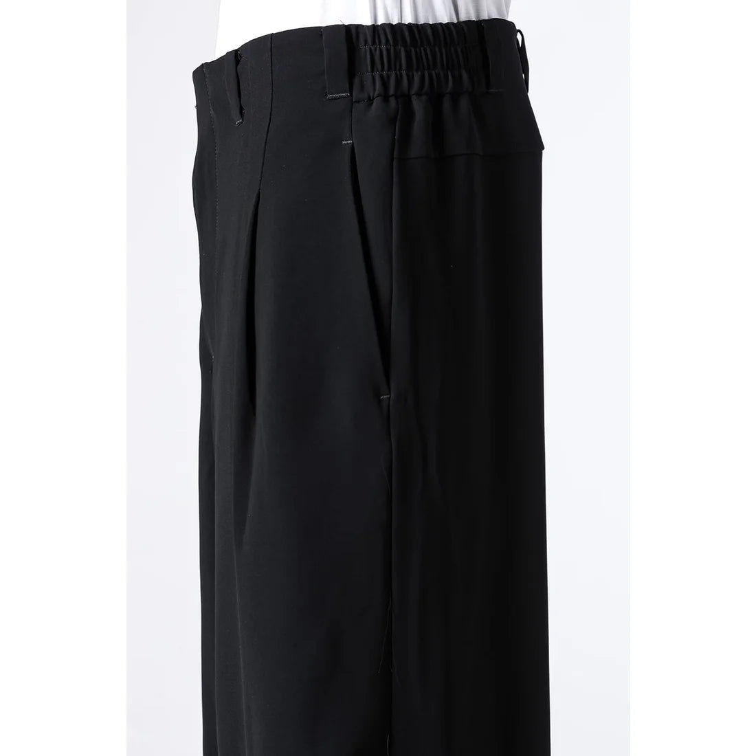 Black Baggy Cropped Leg Wool Pants