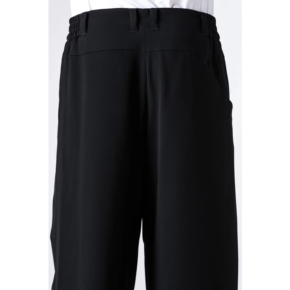 Black Baggy Cropped Leg Wool Pants