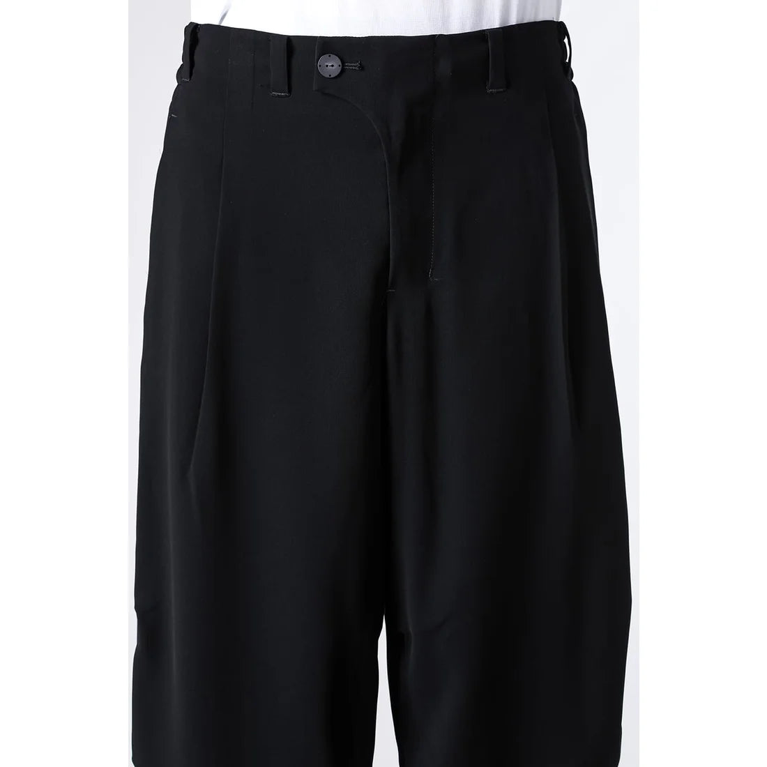Black Baggy Cropped Leg Wool Pants