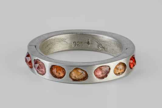 Sistema Ring Mega Pavé Orange Sapphire Faceted Slab 4mm 1101-12-MA+OSAF