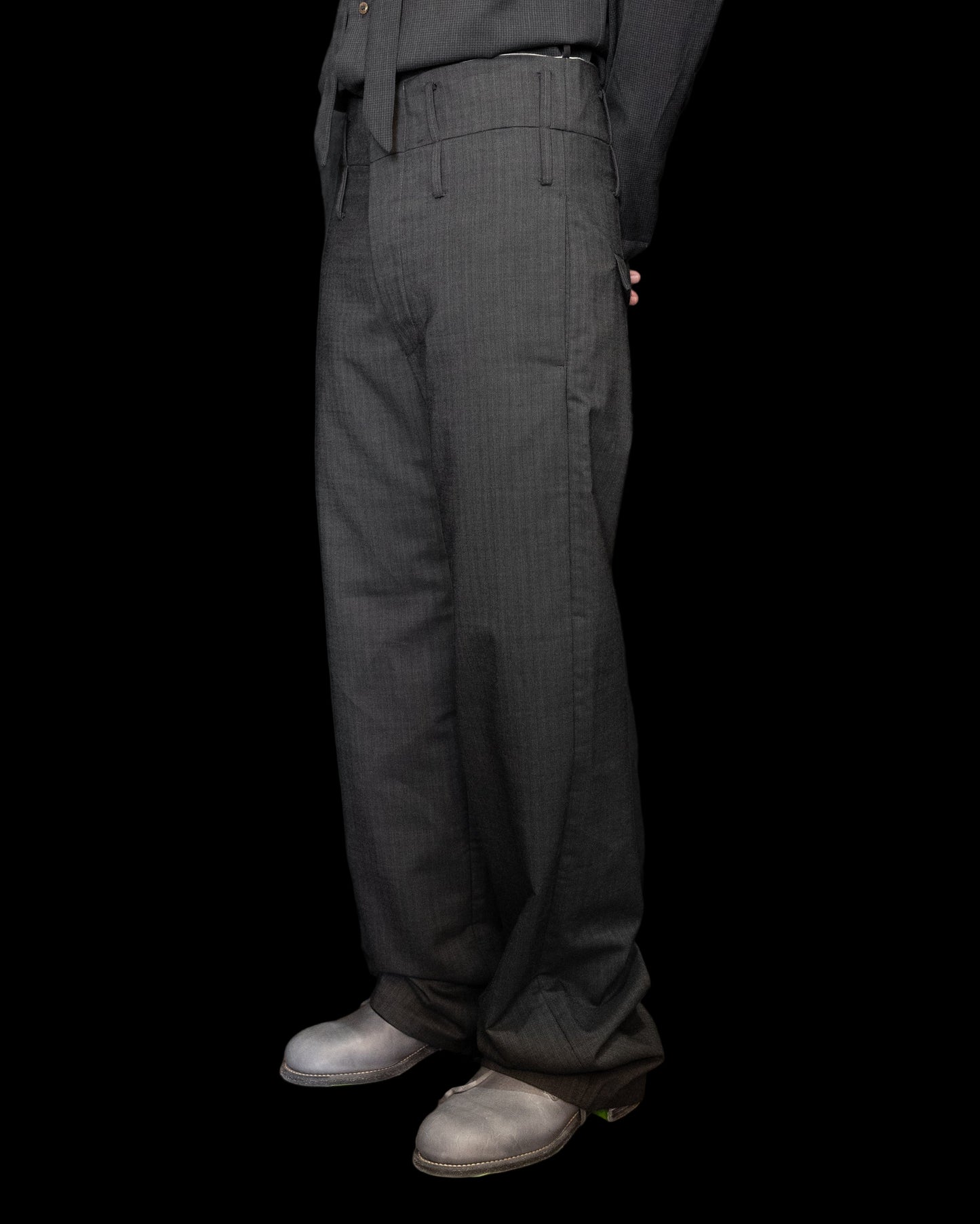 Dark Grey High Waist Wide Leg Trouser
