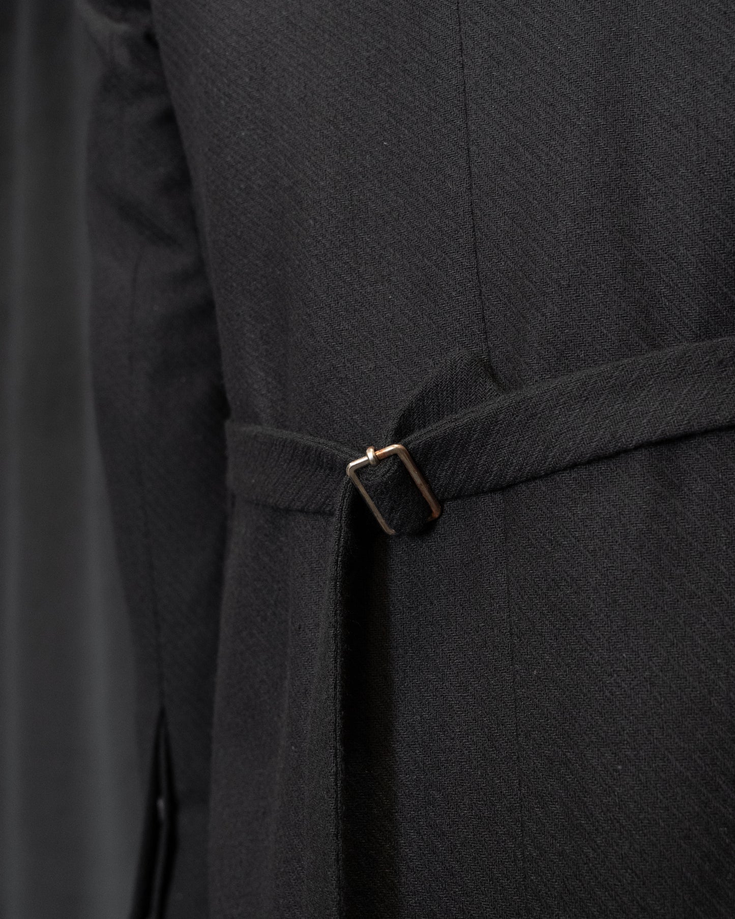 Off Black Unisex Relaxed Fit Adjustable Front Double Panel Coat