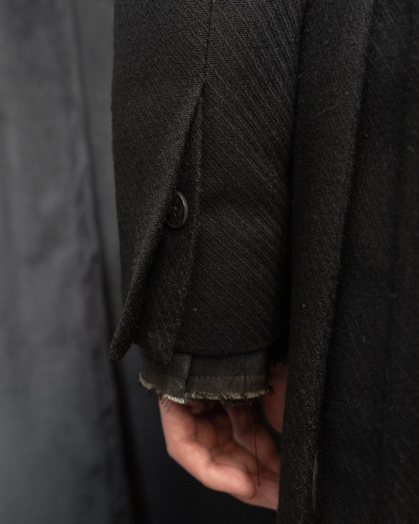 Off Black Unisex Relaxed Fit Adjustable Front Double Panel Coat