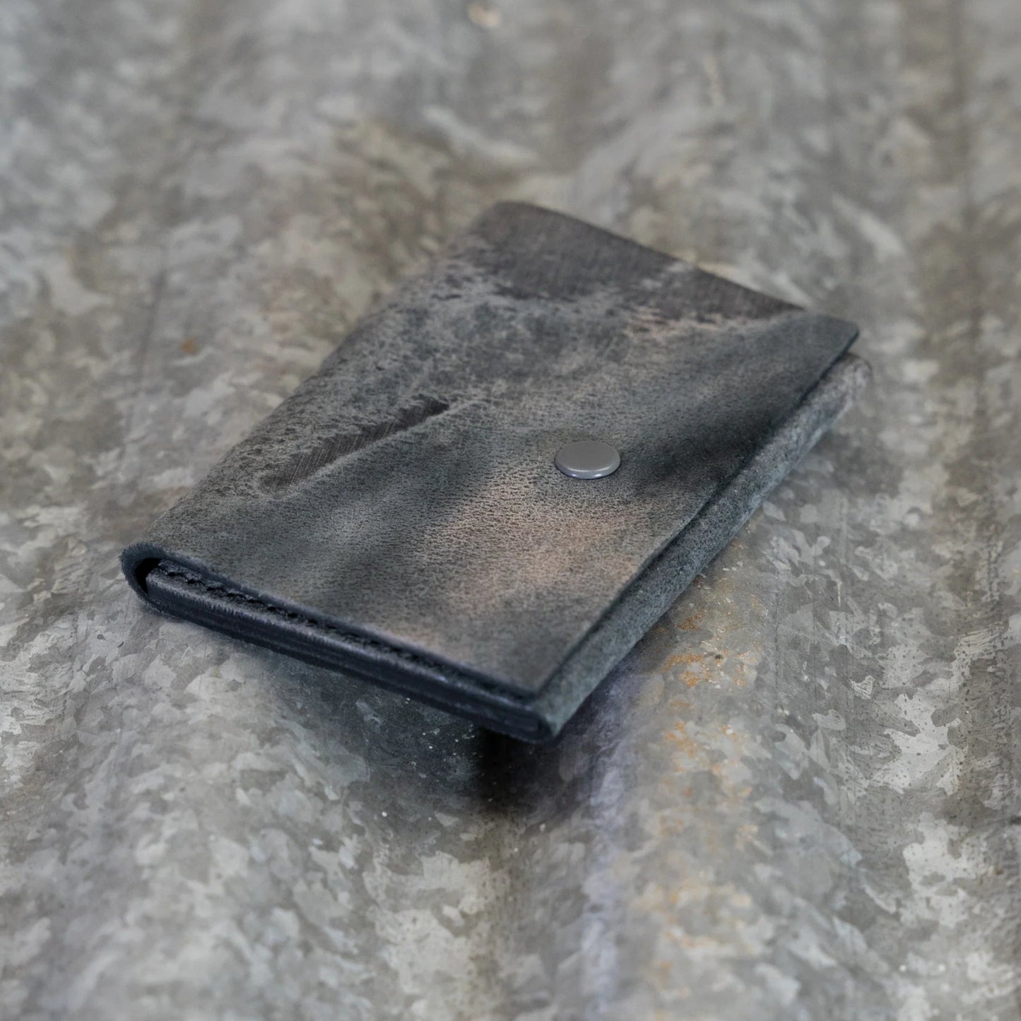 Grey Black Marmo Culatta Horse Leather Snap Card Holder