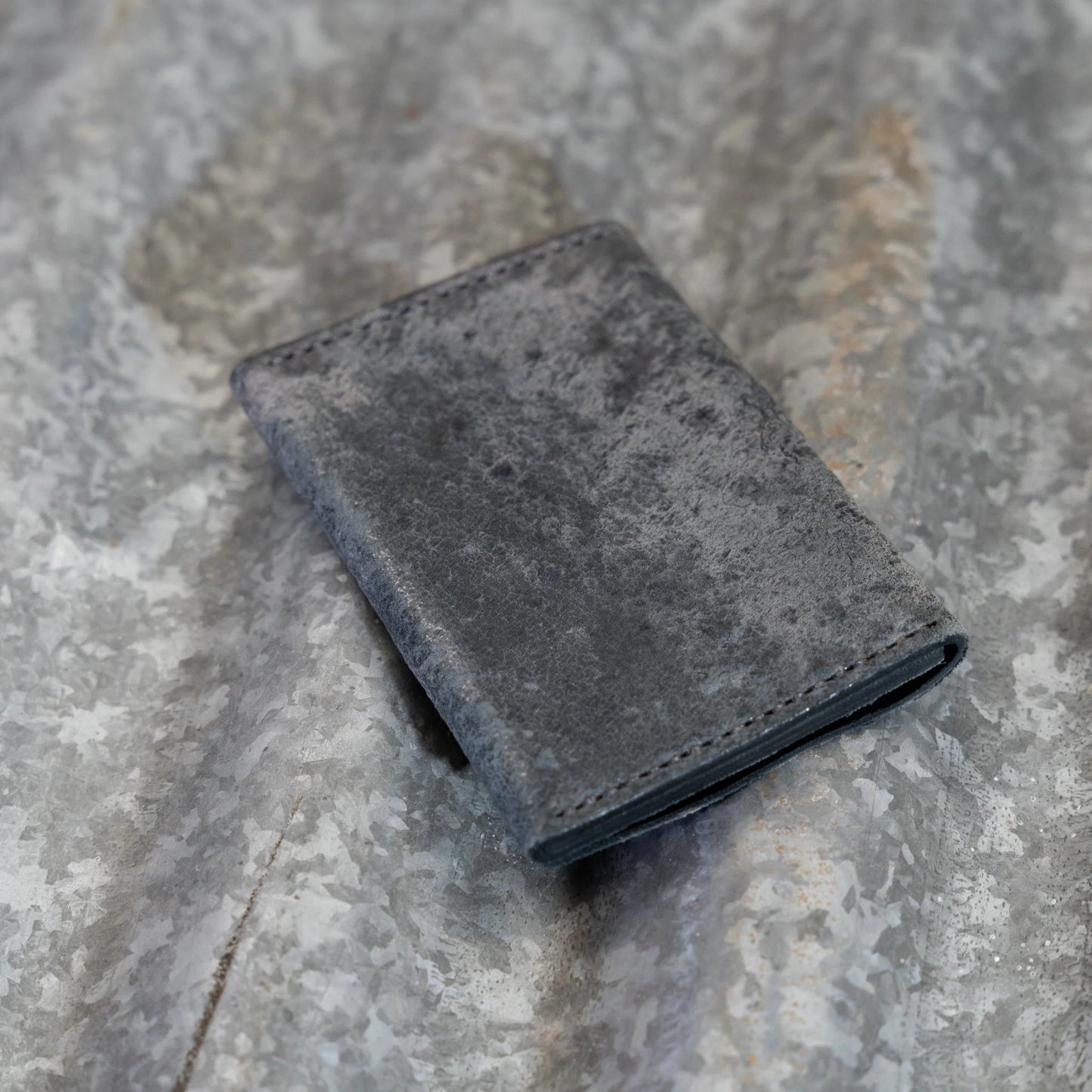 Grey Black Marmo Culatta Horse Leather Snap Card Holder