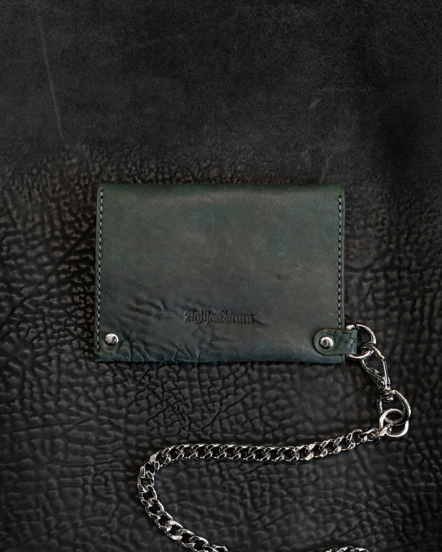 Green Reverse Culatta Cadena Card Case with Curb Chain