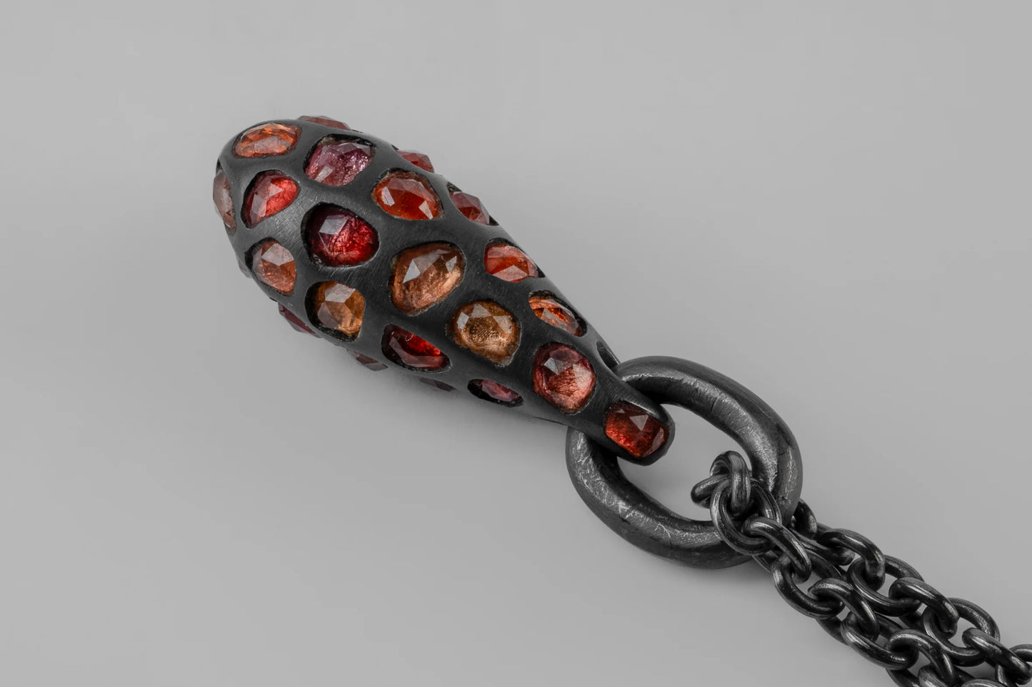 Chrysalis Necklace Nympha Mega Pavé Orange Sapphire Faceted Slabs 1630-1-KA+OSAF
