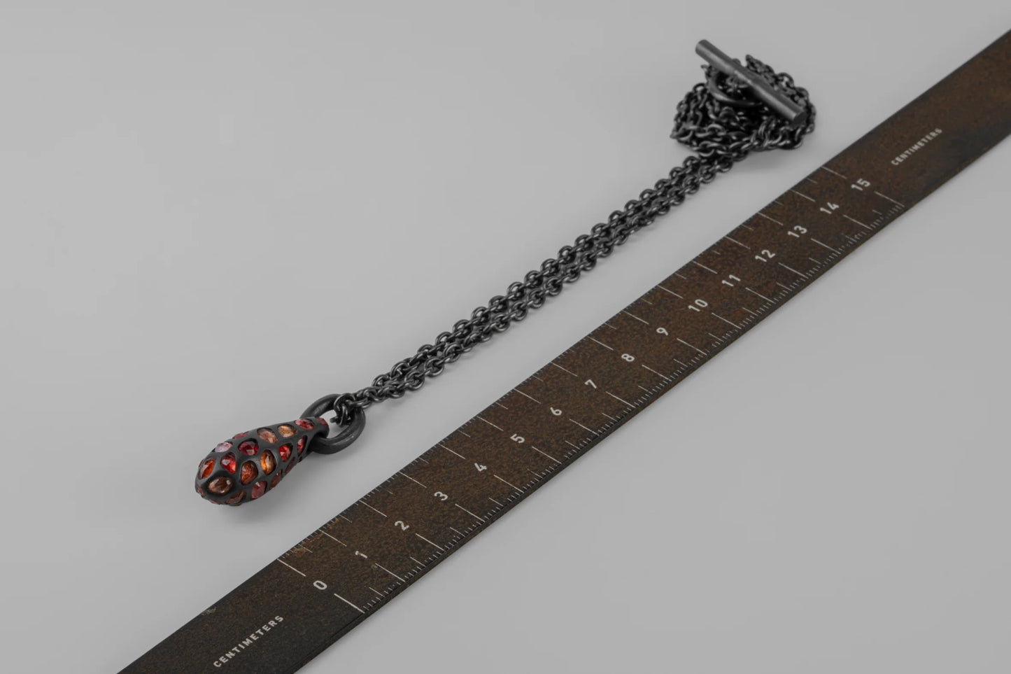 Chrysalis Necklace Nympha Mega Pavé Orange Sapphire Faceted Slabs 1630-1-KA+OSAF