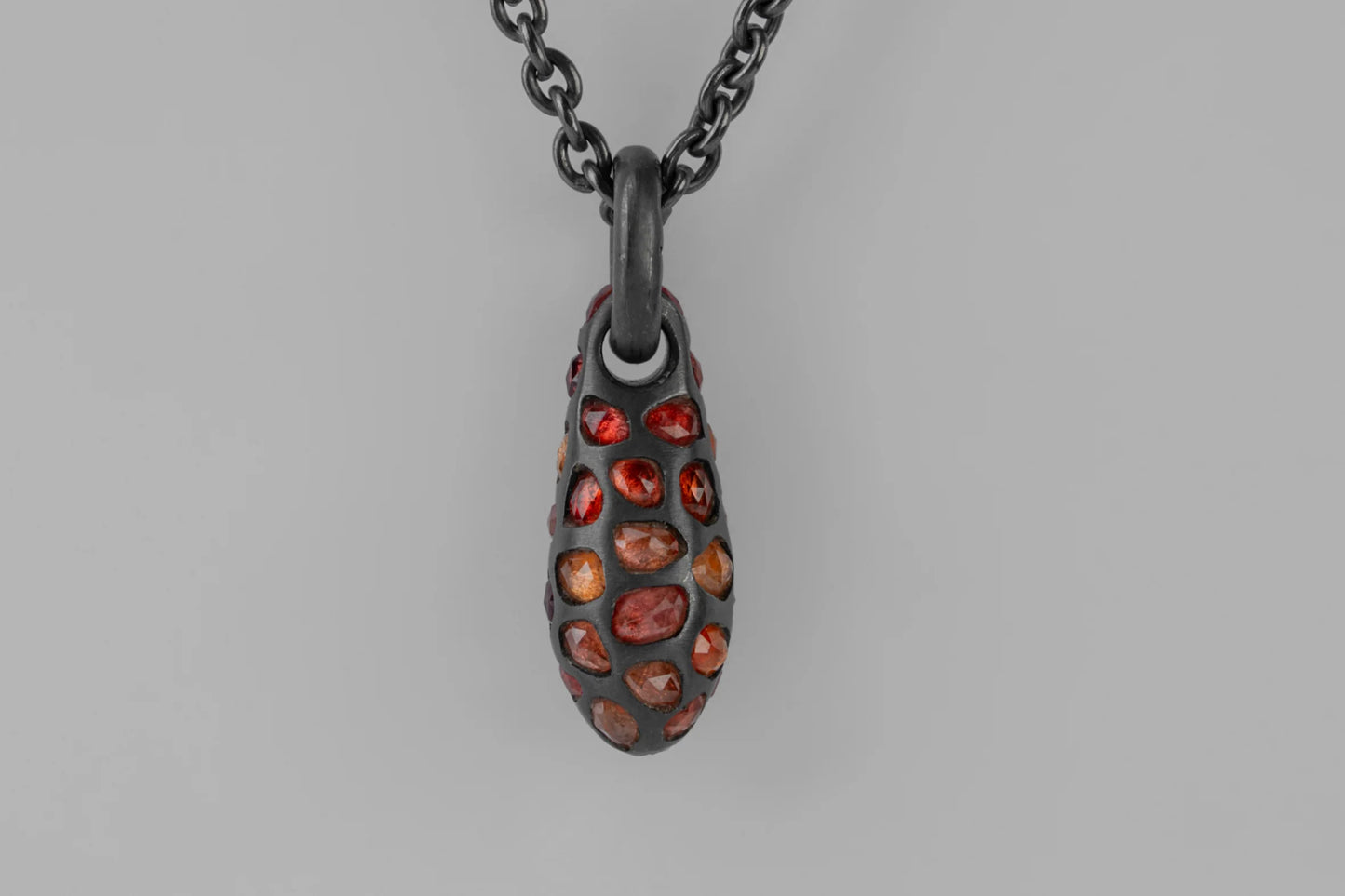Chrysalis Necklace Nympha Mega Pavé Orange Sapphire Faceted Slabs 1630-1-KA+OSAF