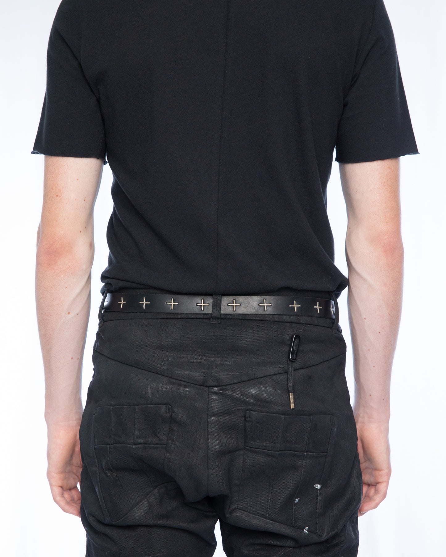 Black "+" Studded Double Oval Buckle Medium Belt