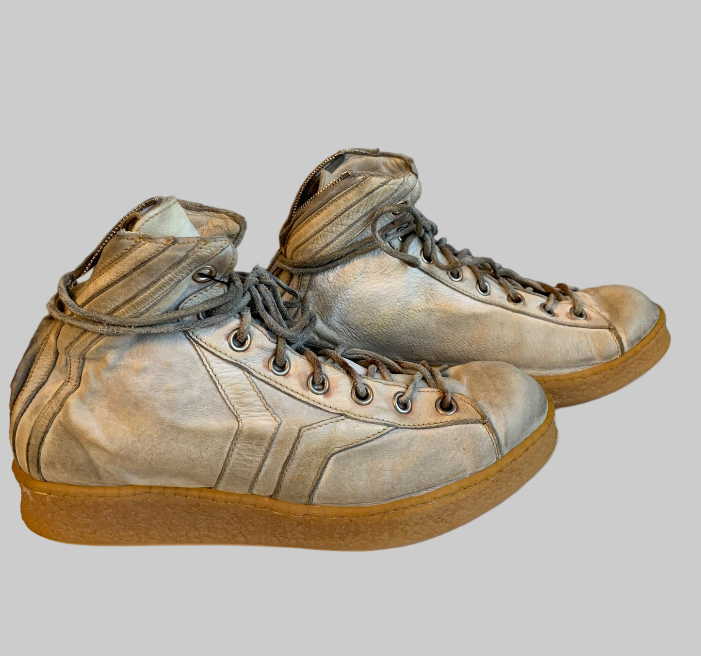 Dirty Grey String Grit Mid Zipper Sneakers GRTM2