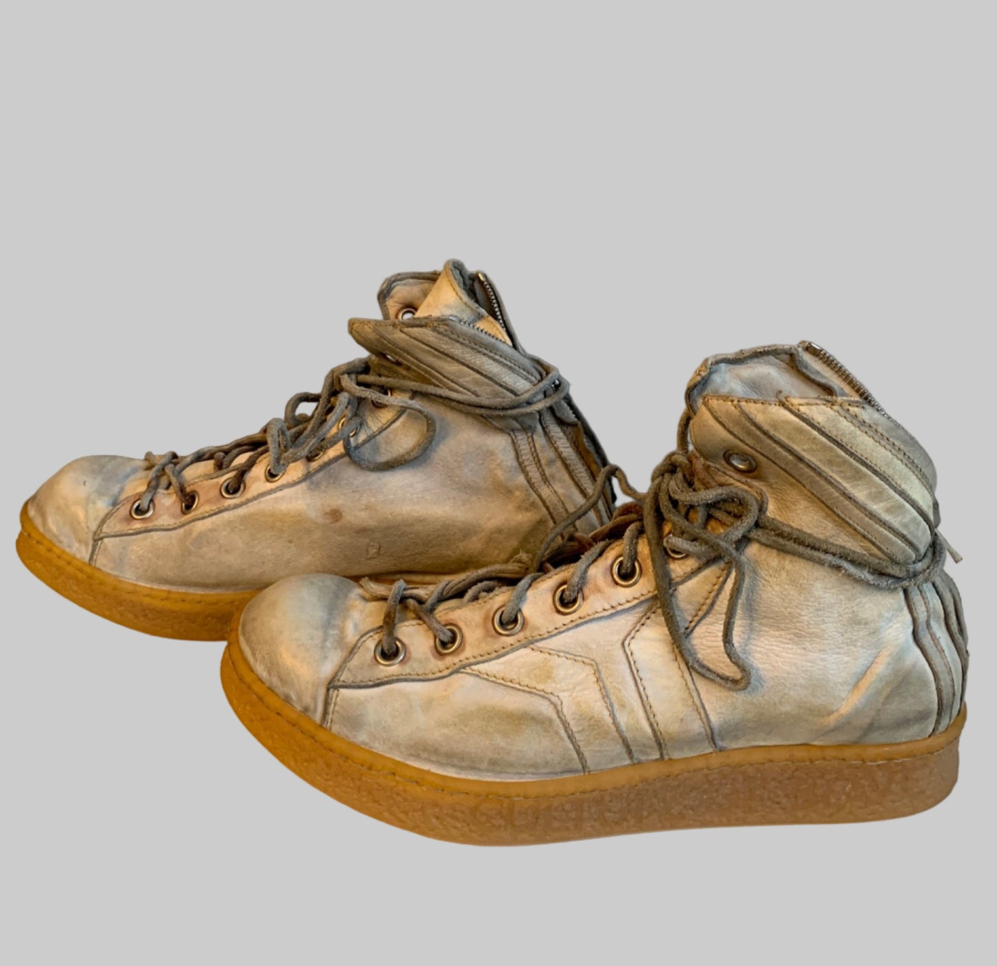 Dirty Grey String Grit Mid Zipper Sneakers GRTM2