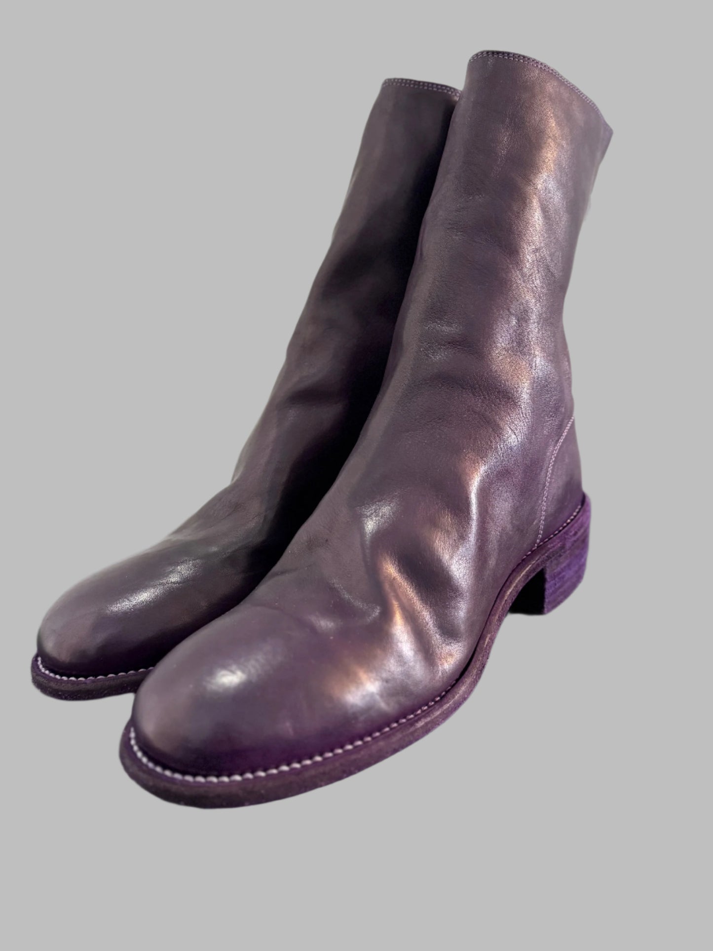 Purple Double Heel Back Zip Boots Comfort 788X