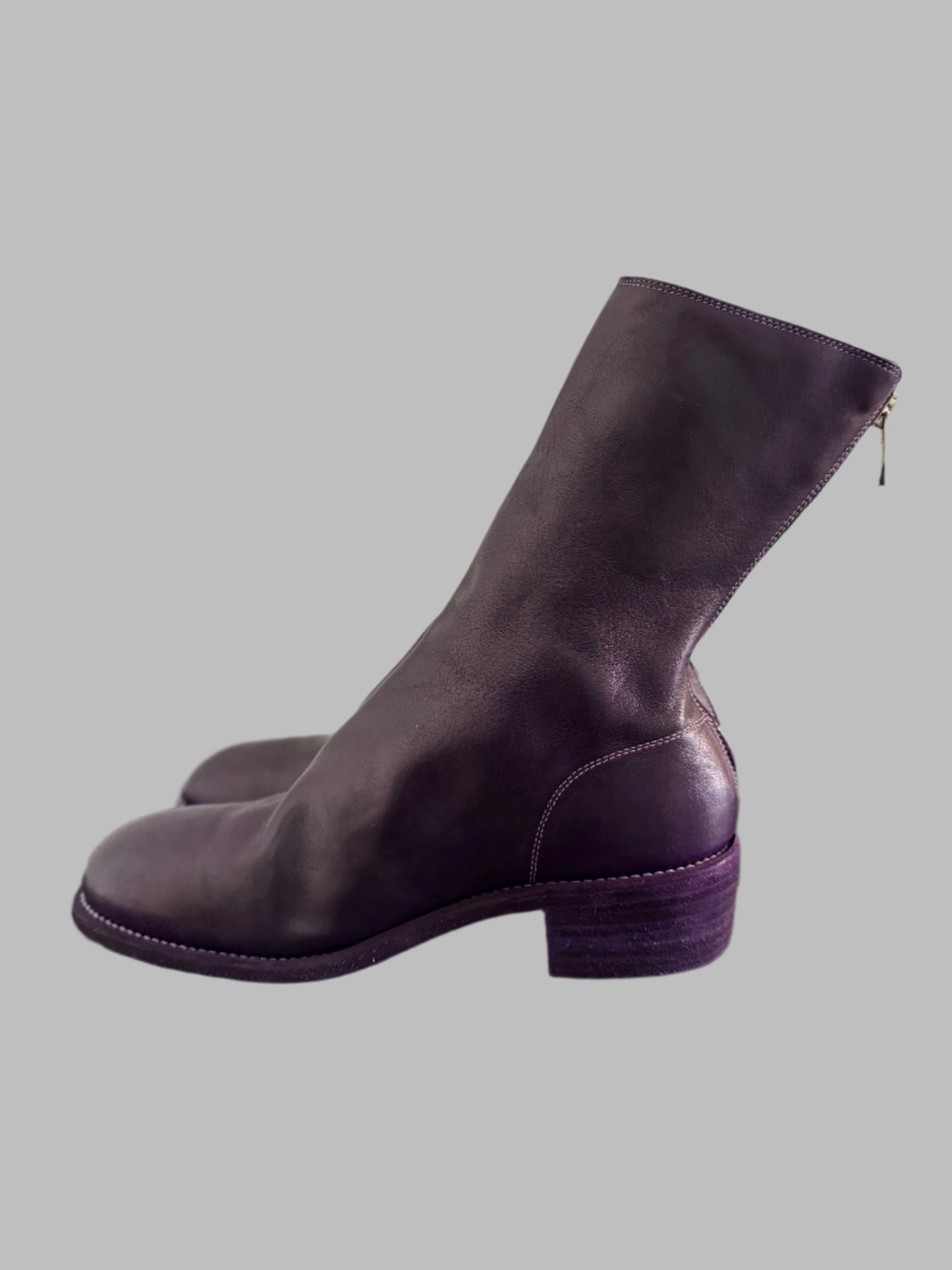 Purple Double Heel Back Zip Boots Comfort 788X