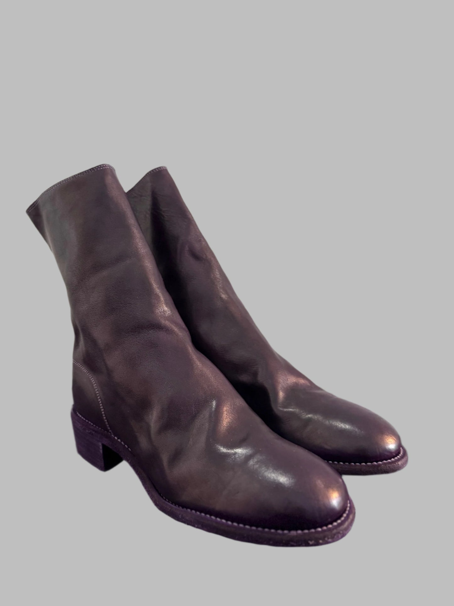 Purple Double Heel Back Zip Boots Comfort 788X