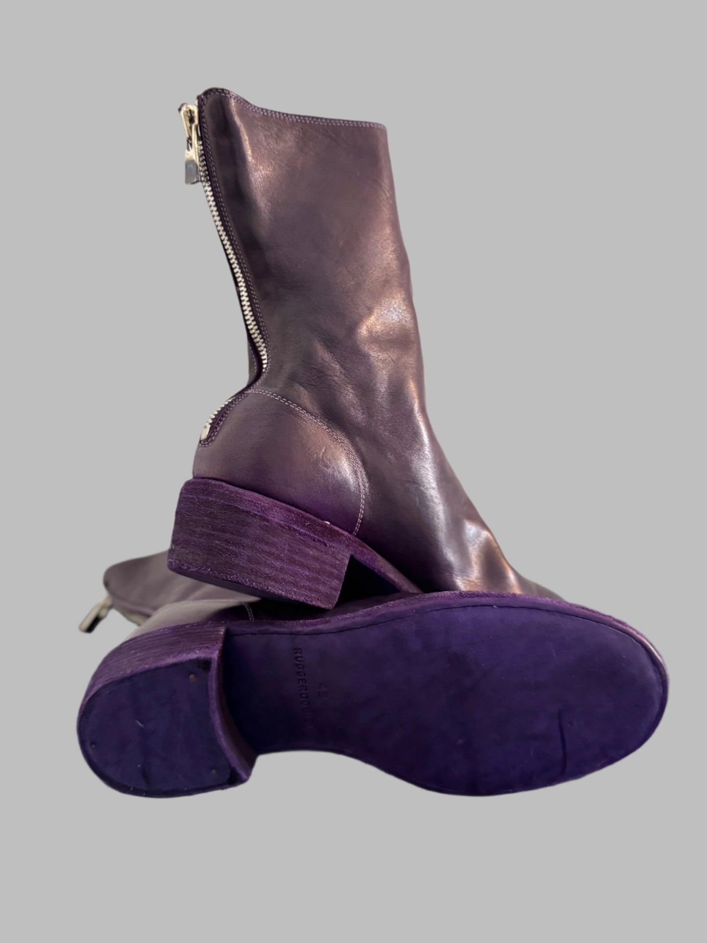 Purple Double Heel Back Zip Boots Comfort 788X