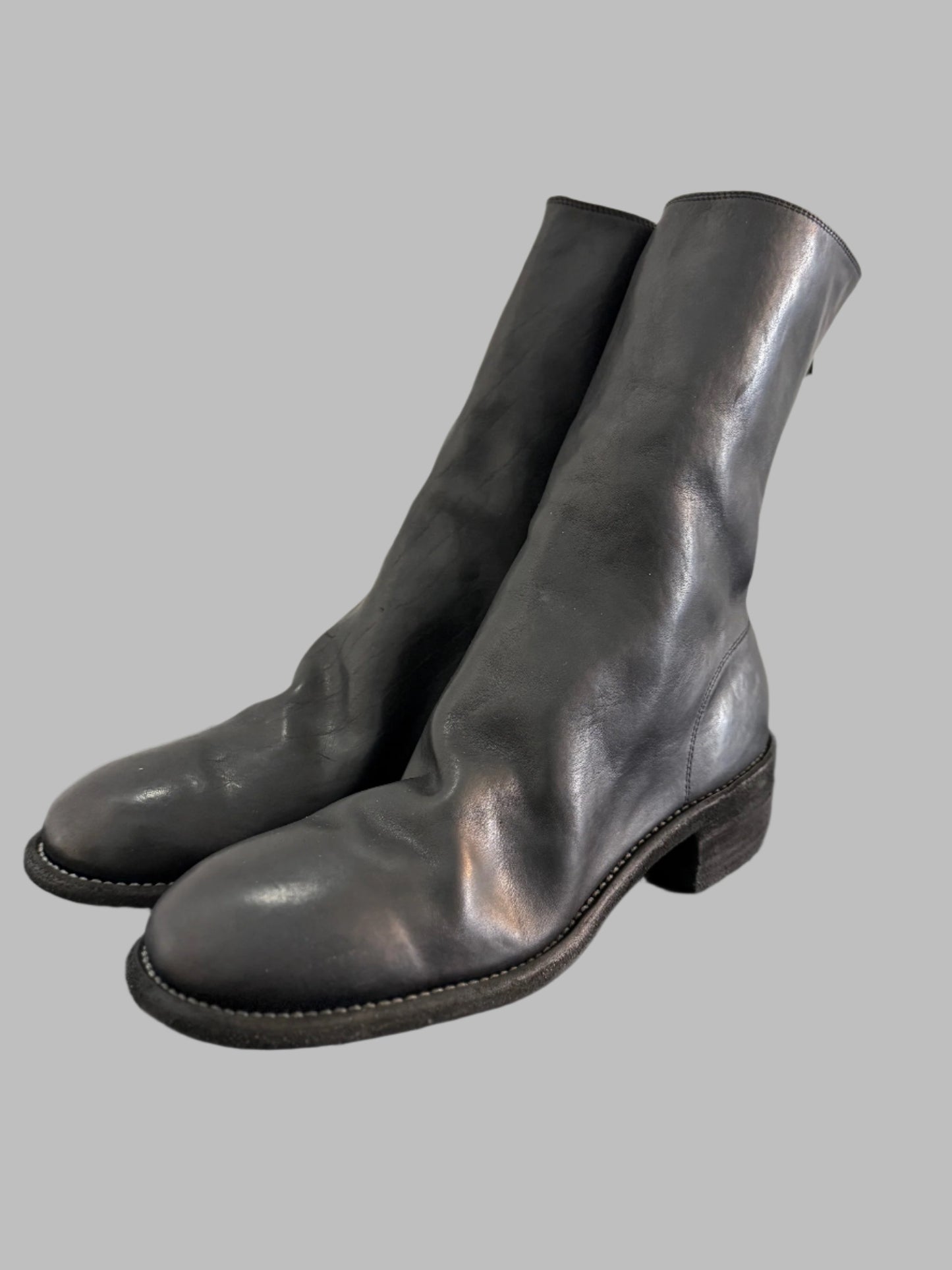 Black Double Heel Back Zip Boots Comfort 788X