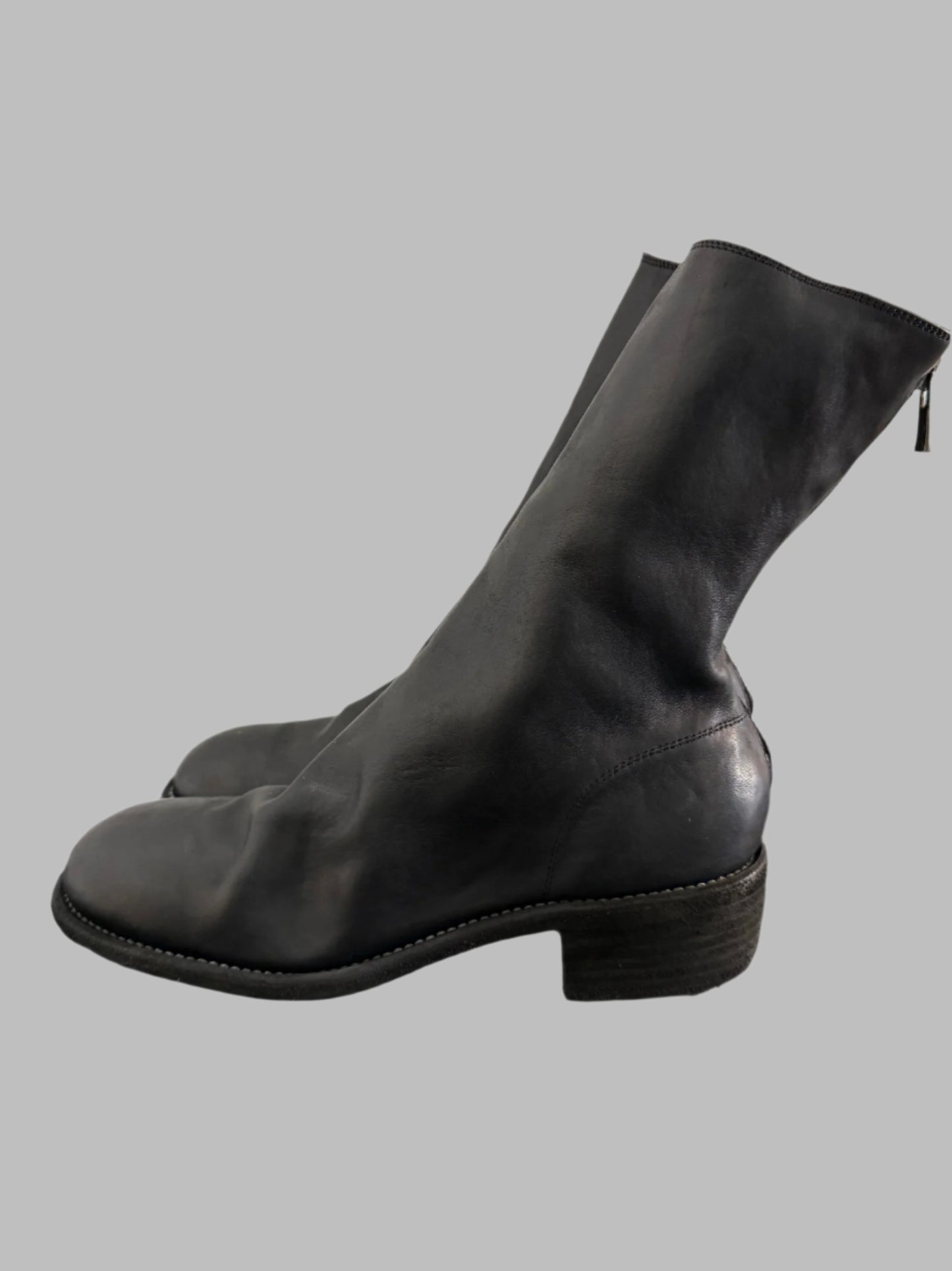 Black Double Heel Back Zip Boots Comfort 788X