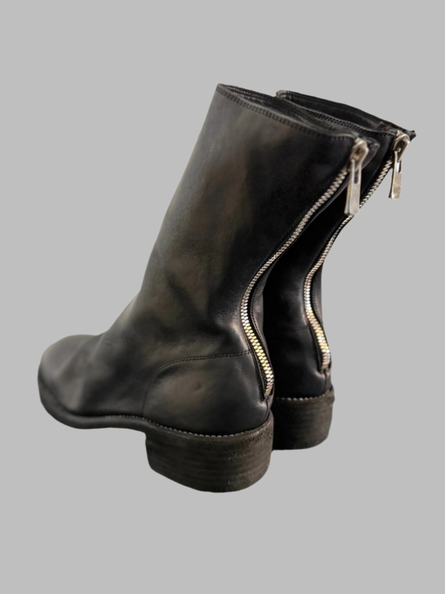 Black Double Heel Back Zip Boots Comfort 788X