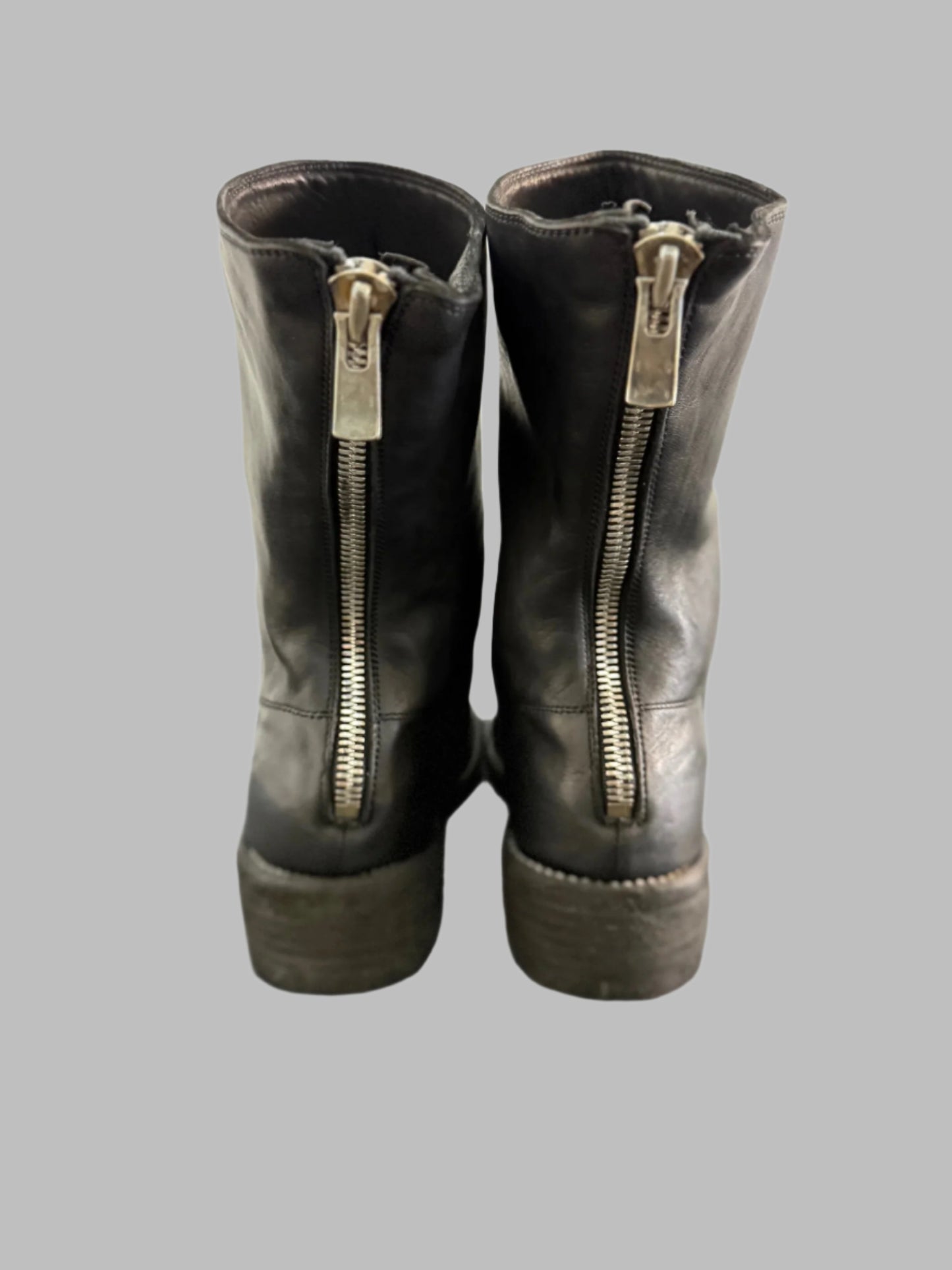 Black Double Heel Back Zip Boots Comfort 788X