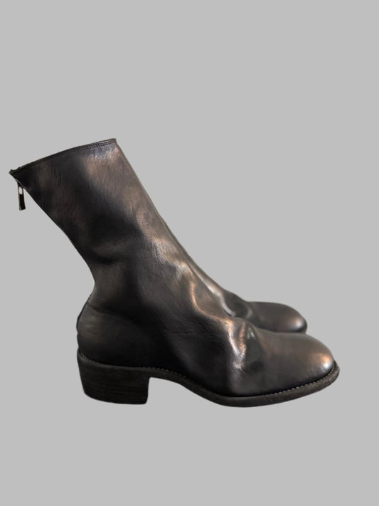 Black Double Heel Back Zip Boots Comfort 788X