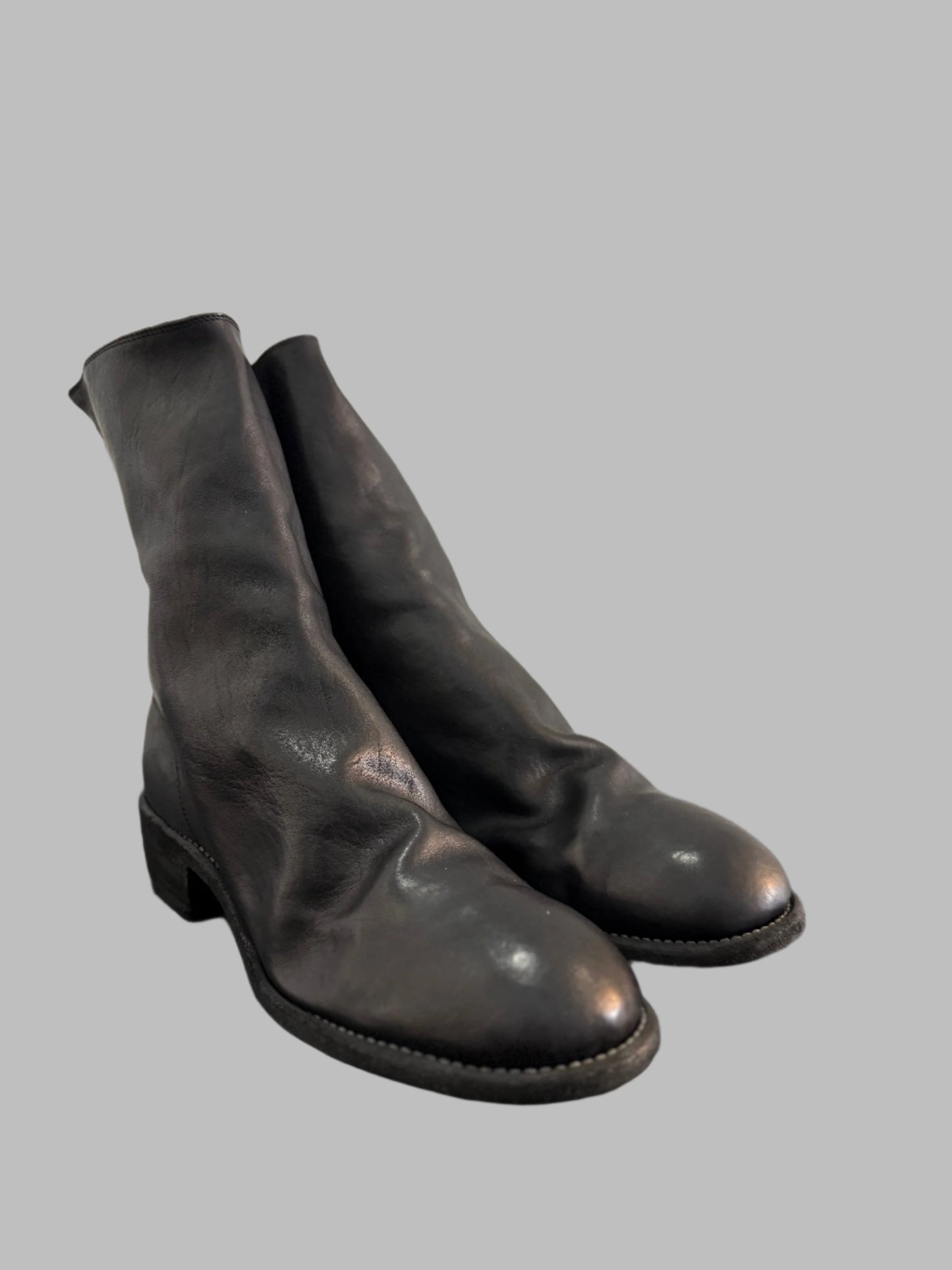Black Double Heel Back Zip Boots Comfort 788X