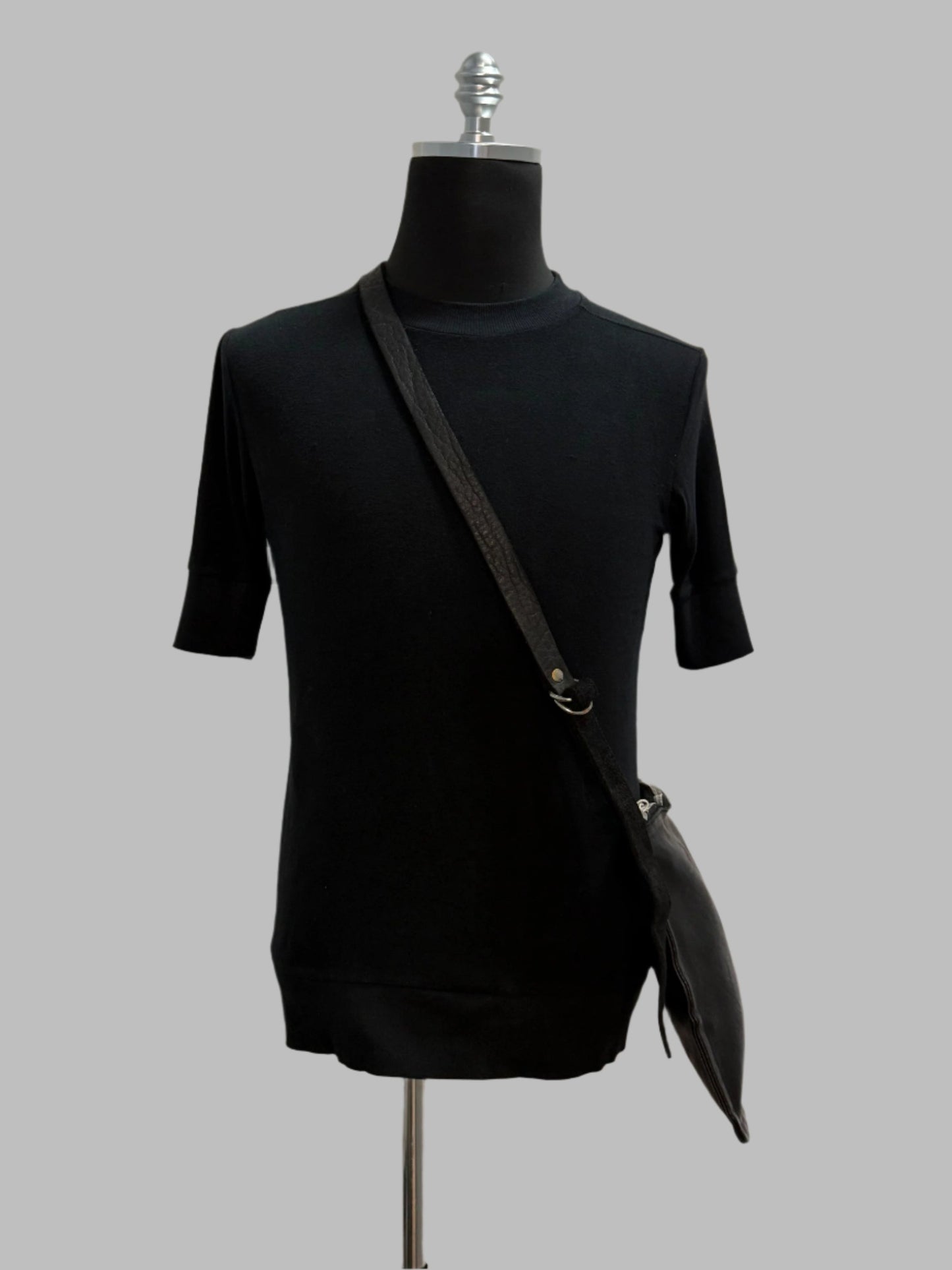 Black Soft Horse Leather Shoulder Messenger Bag W4