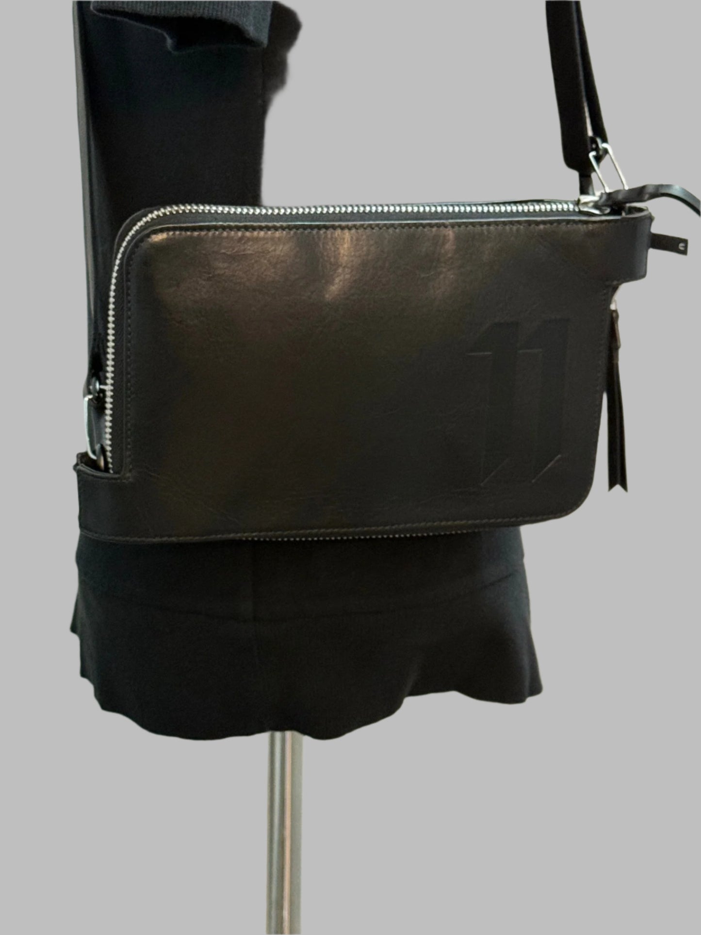 Black Horse Leather Small Shoulder Clutch Bag by BBS X 11
