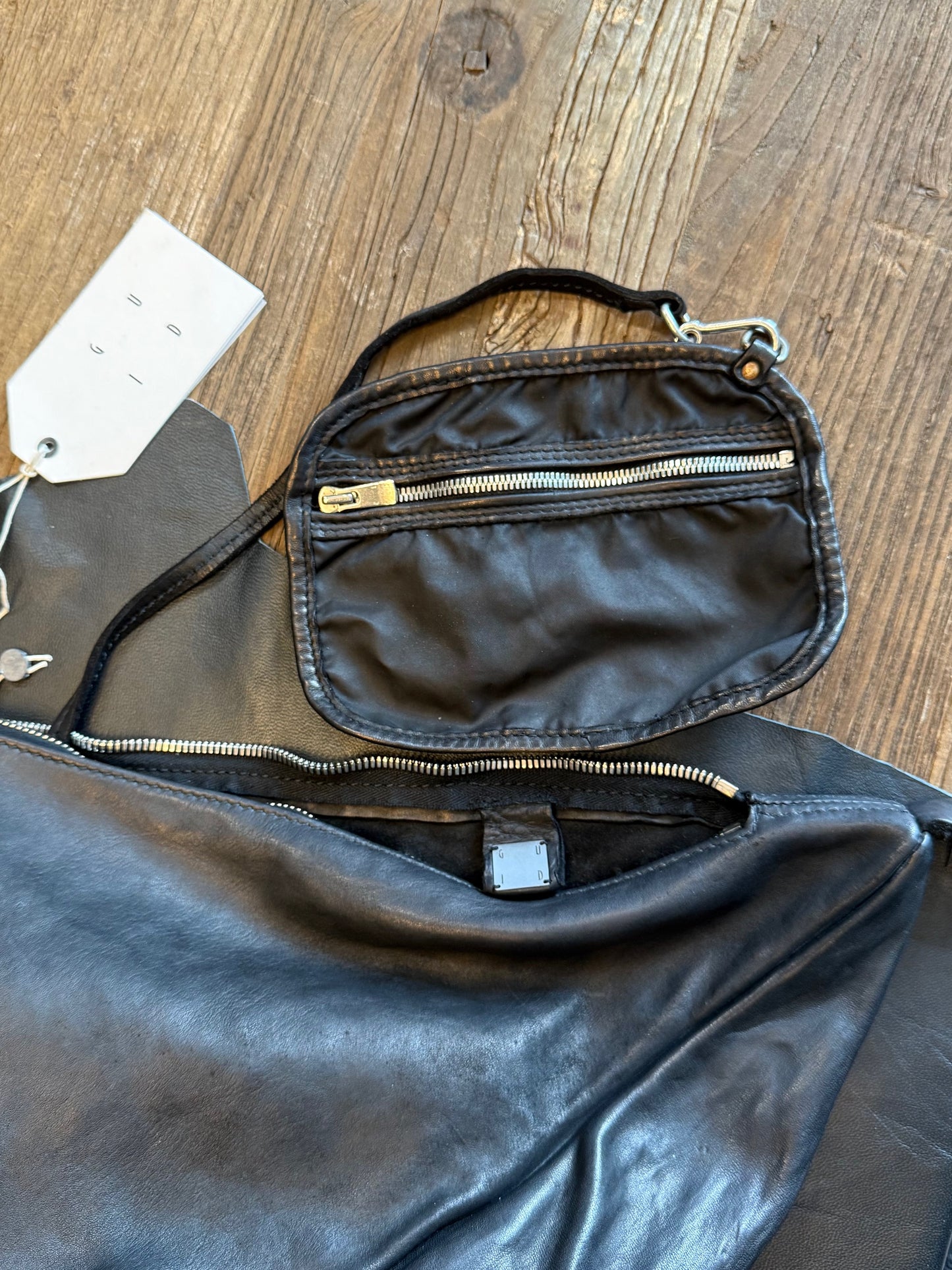 Black Soft Horse Leather Medium Single Strap Backpack BV08
