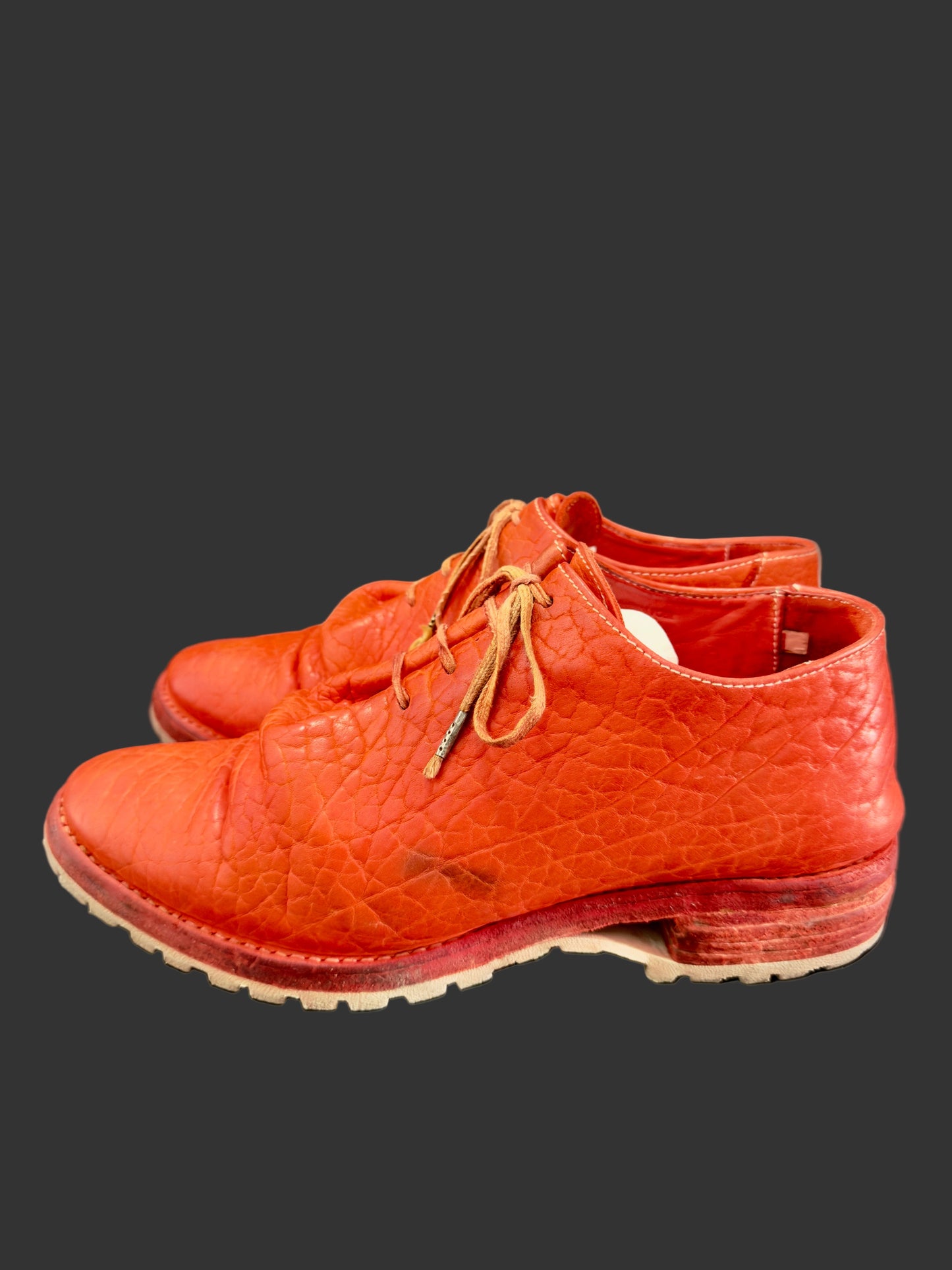 Red Object Dyed Bison One Piece Oxfords with Tank Soles by Carol Christian Poell