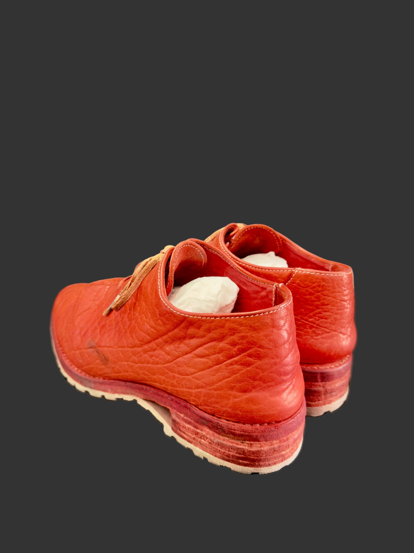 Red Object Dyed Bison One Piece Oxfords with Tank Soles by Carol Christian Poell