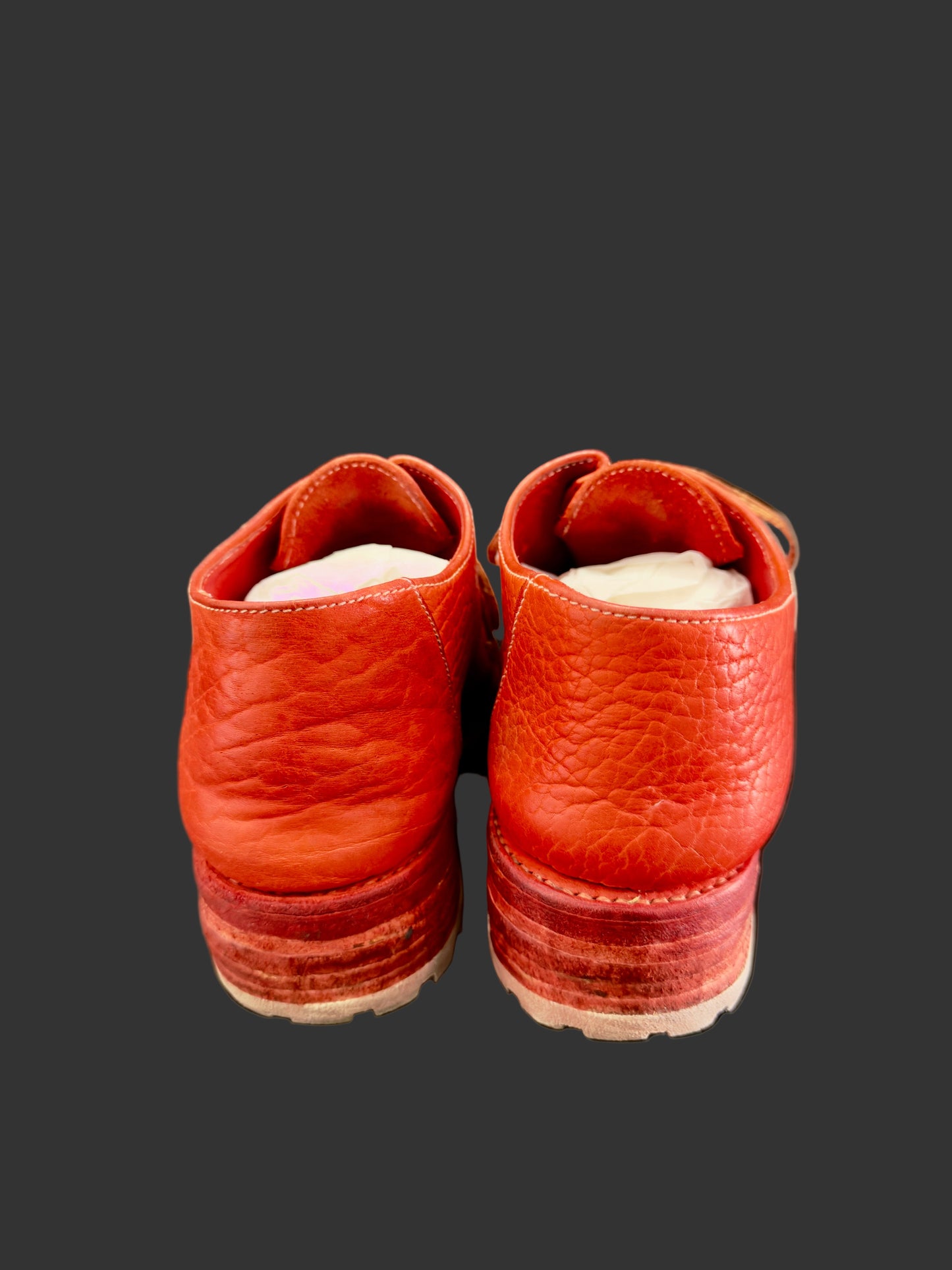 Red Object Dyed Bison One Piece Oxfords with Tank Soles by Carol Christian Poell