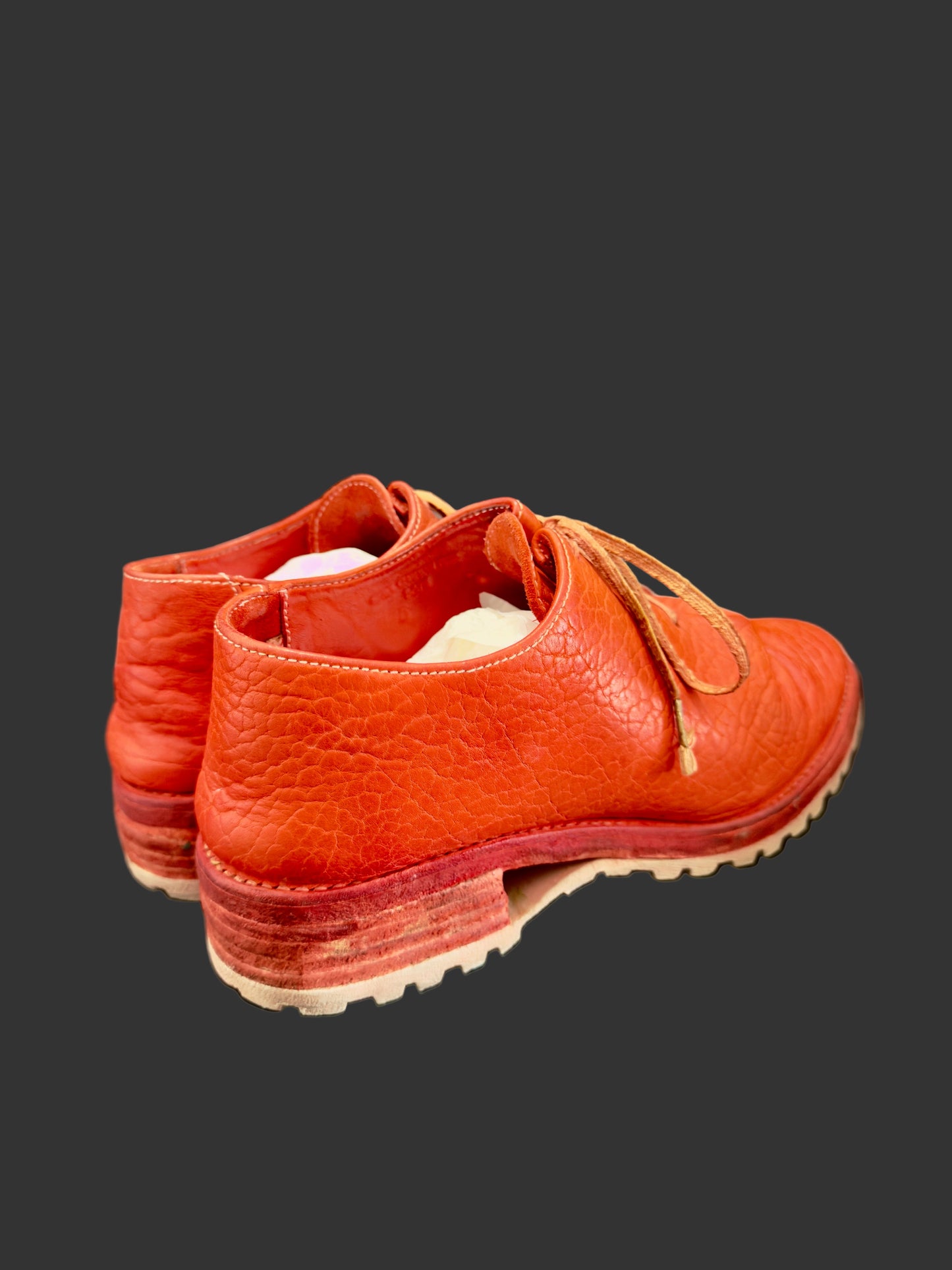 Red Object Dyed Bison One Piece Oxfords with Tank Soles by Carol Christian Poell