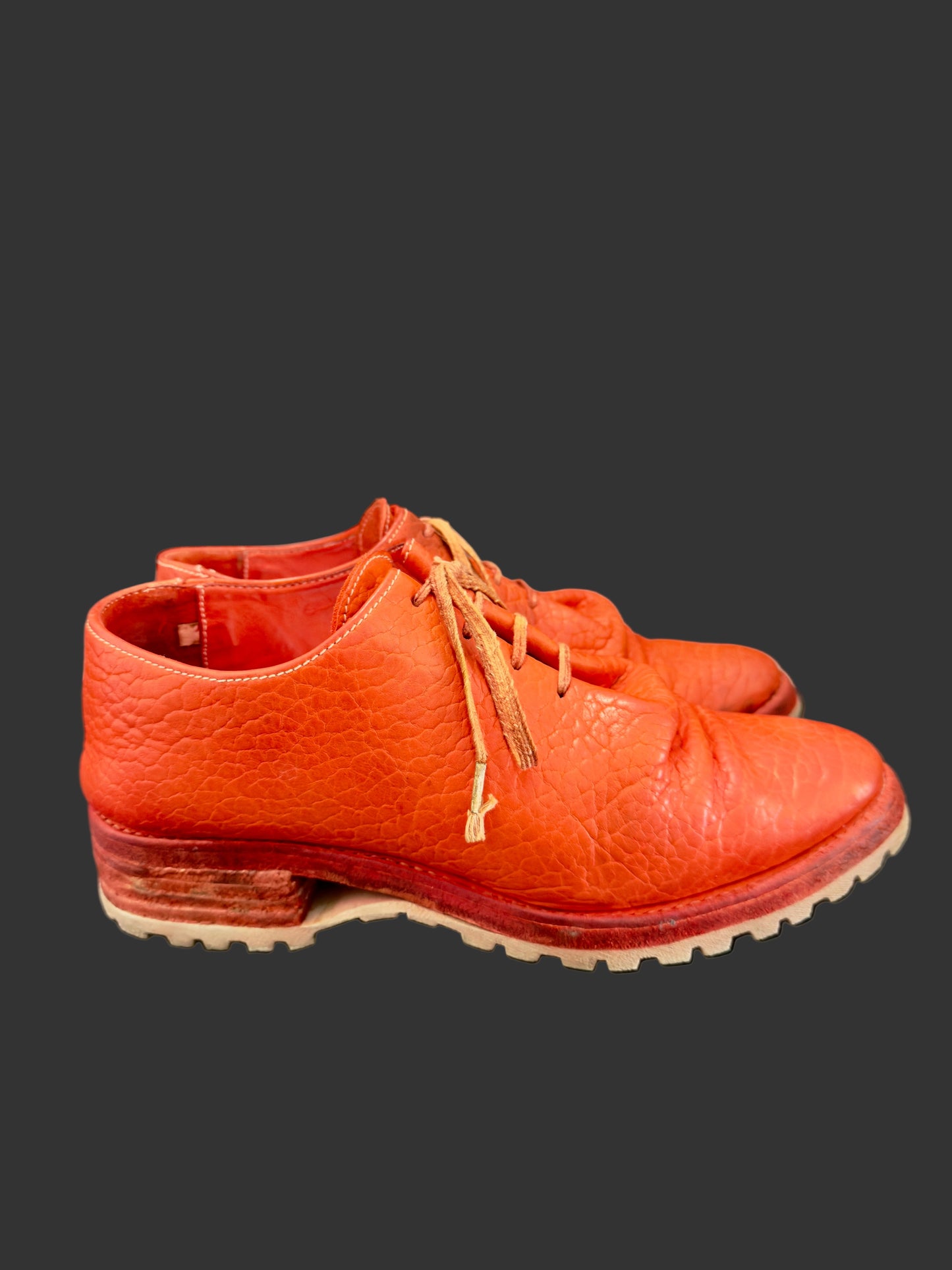Red Object Dyed Bison One Piece Oxfords with Tank Soles by Carol Christian Poell