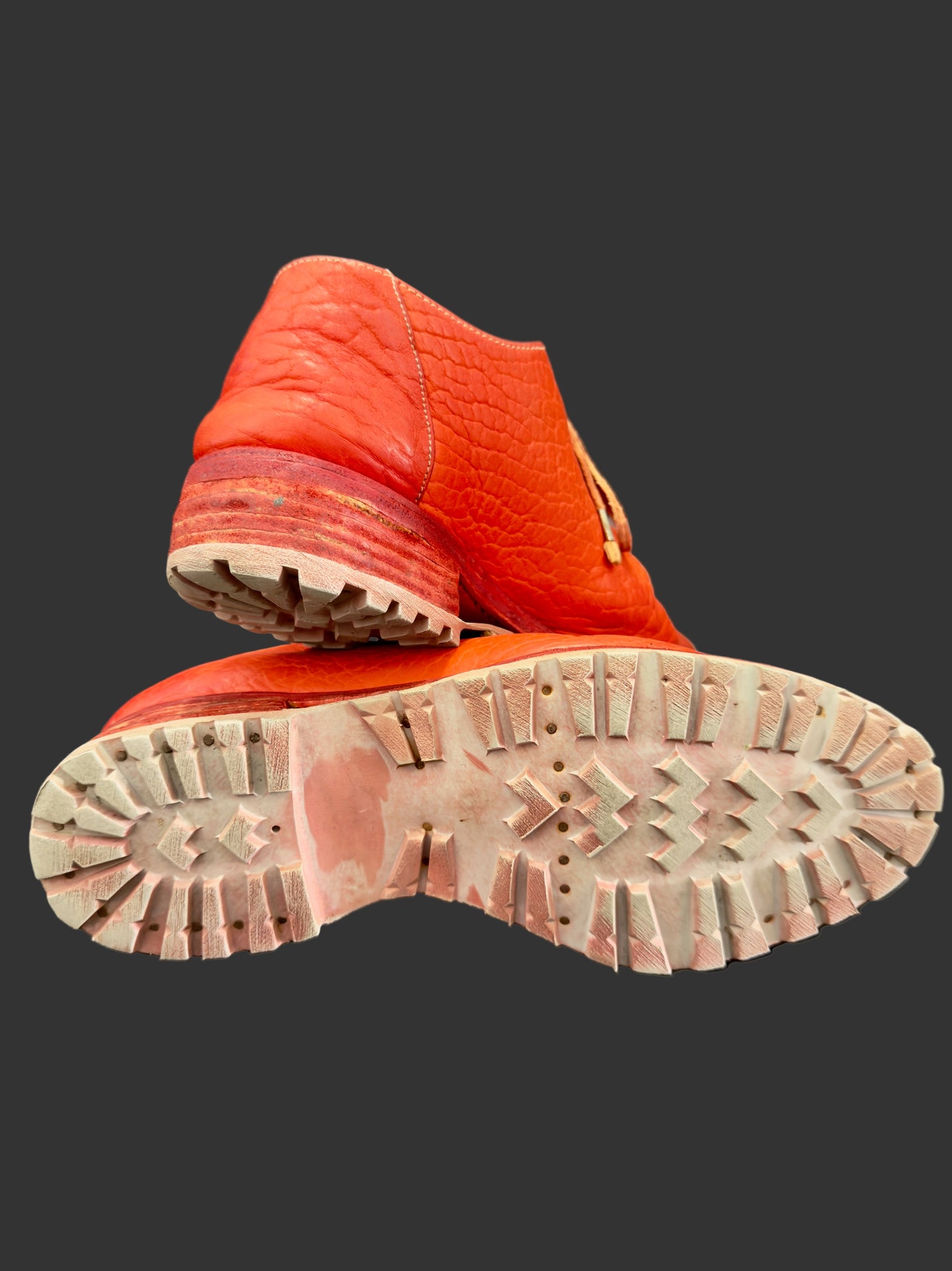 Red Object Dyed Bison One Piece Oxfords with Tank Soles by Carol Christian Poell