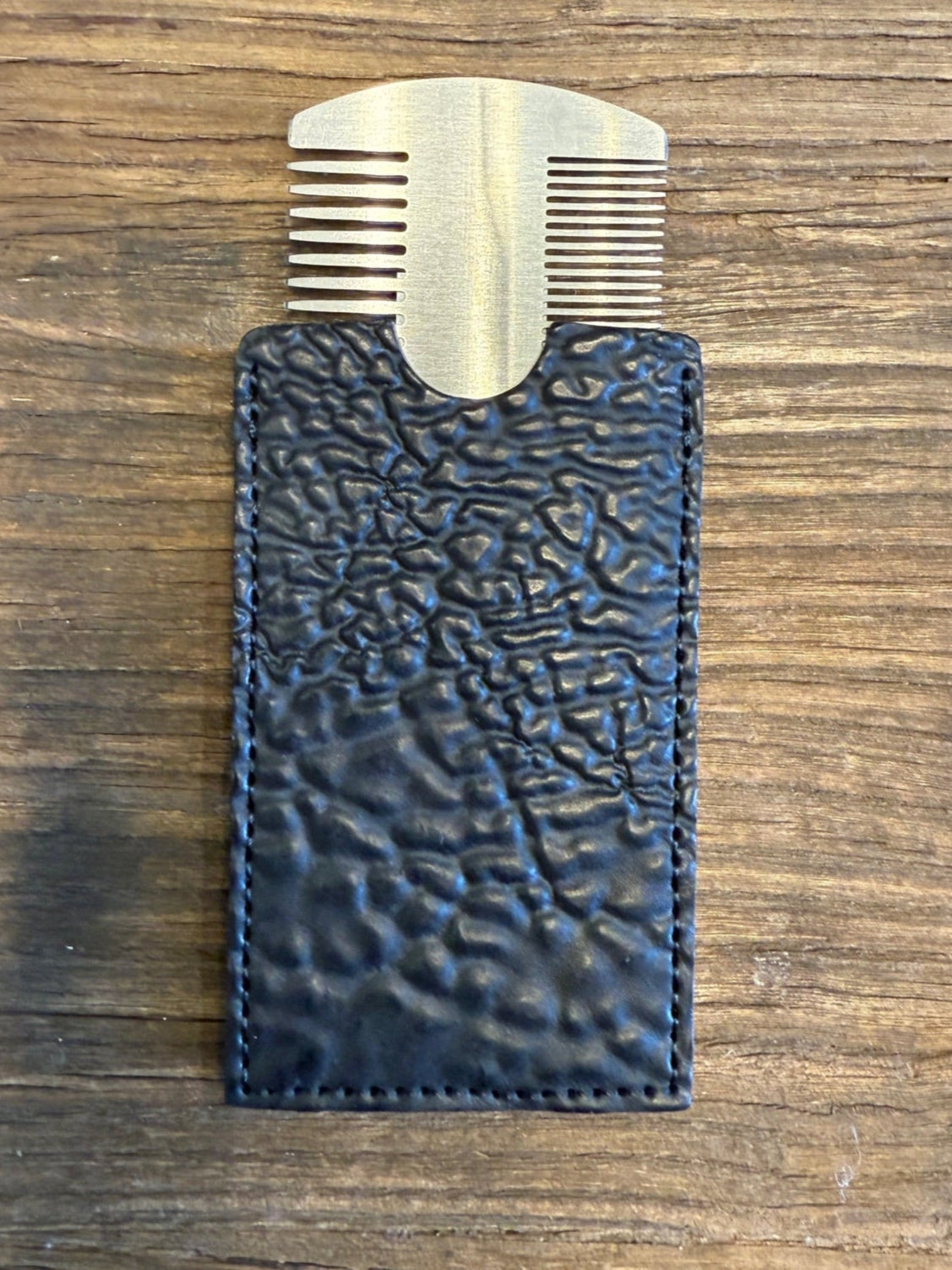 Metal Comb with Culatta Horse Leather Comb Case