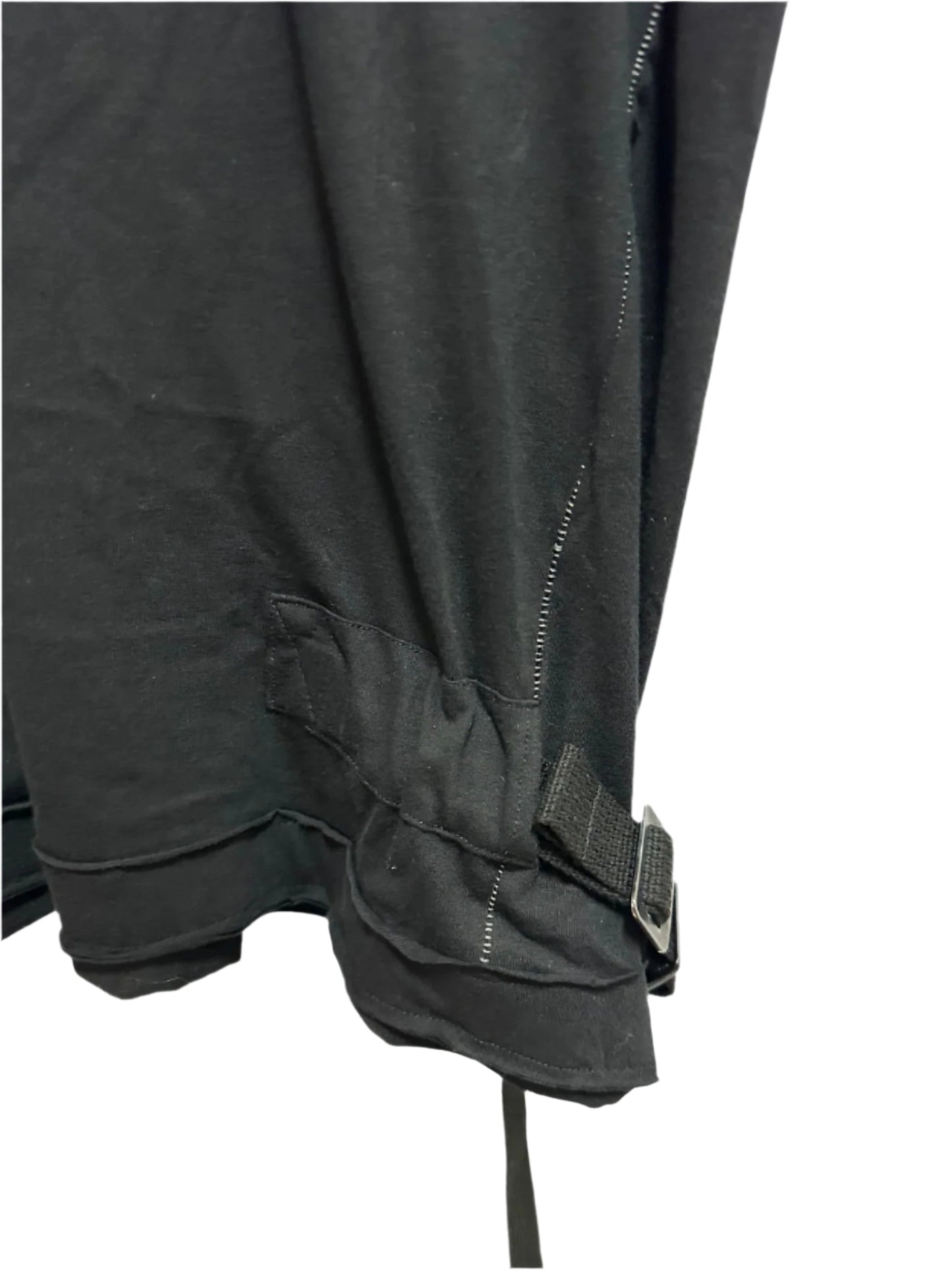 Black Soft Cotton Jersey Belt Adjust Long T-Shirt