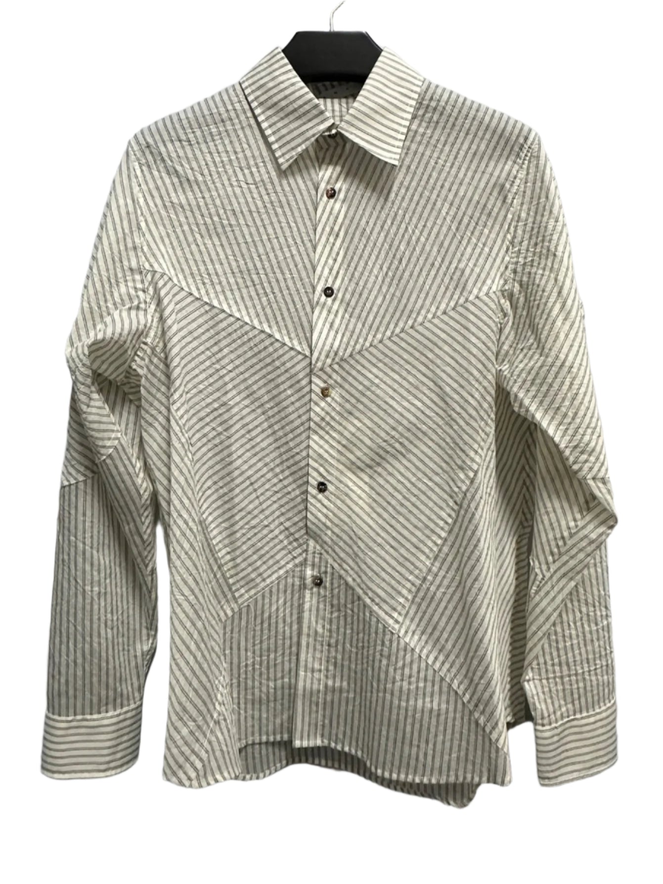 Off White Striped Unisex Sanpietrini Patched Relaxed Shirt