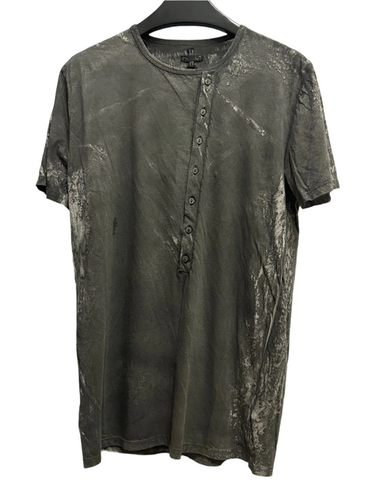 Anthracite Salt Dyed Short Sleeve Buttons T-shirt
