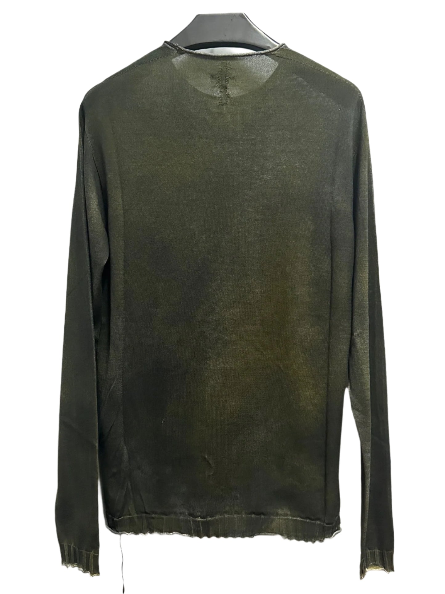 Black Acid Green Curled Thread Print Cotton Sweater