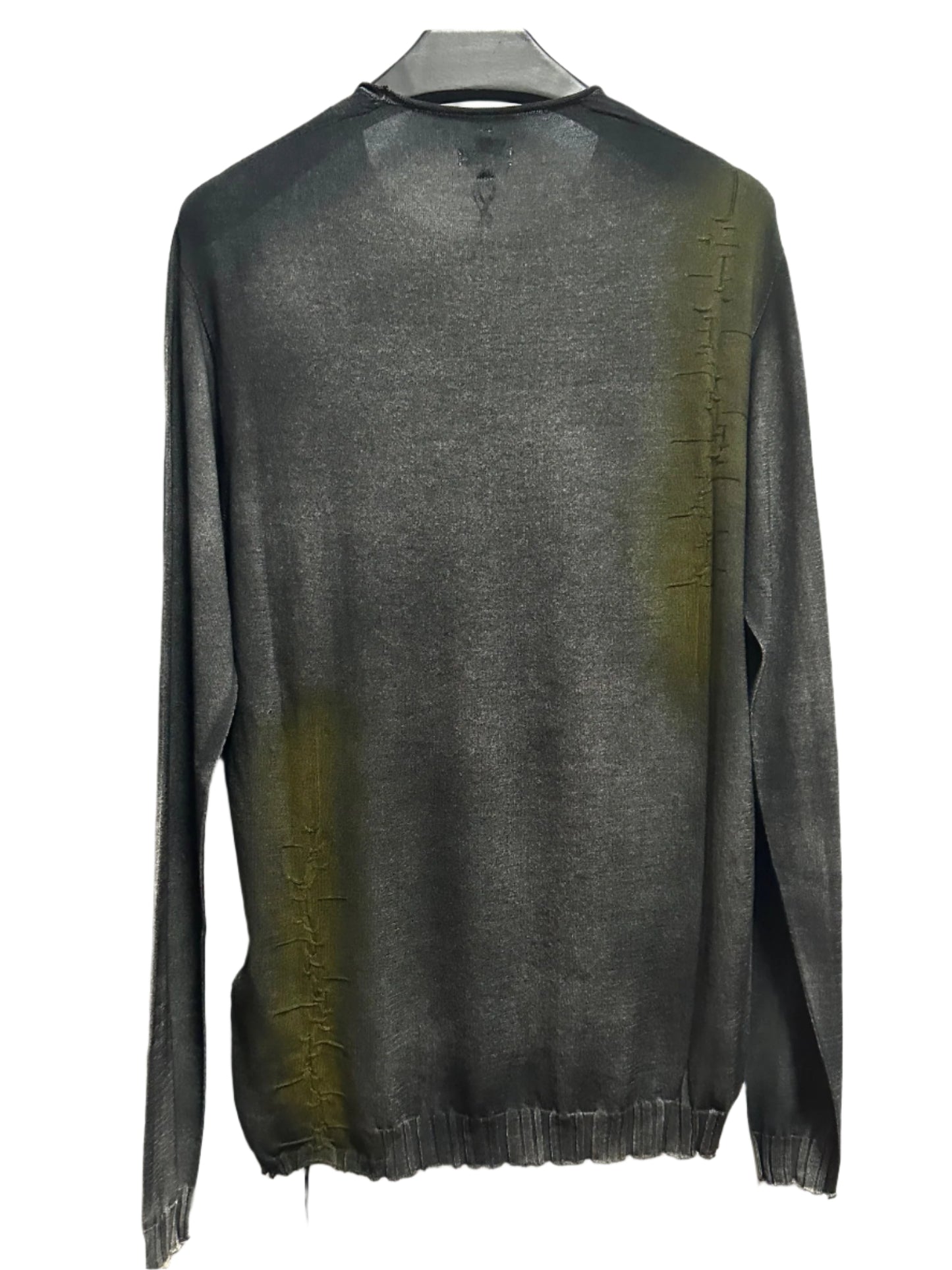 Black Acid Green Dyed Stitch Print Cotton Sweater