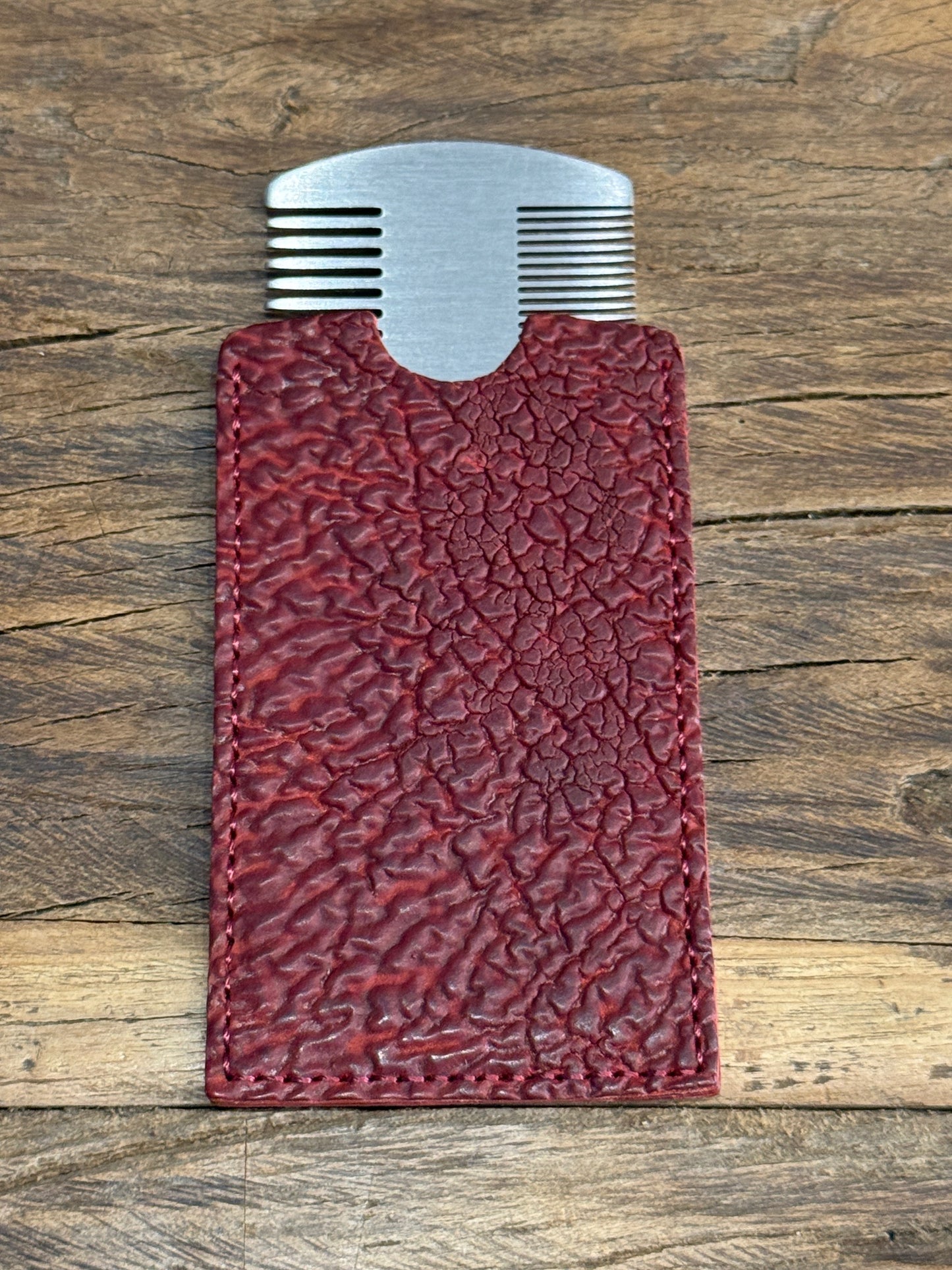Metal Comb with Culatta Horse Leather Comb Case