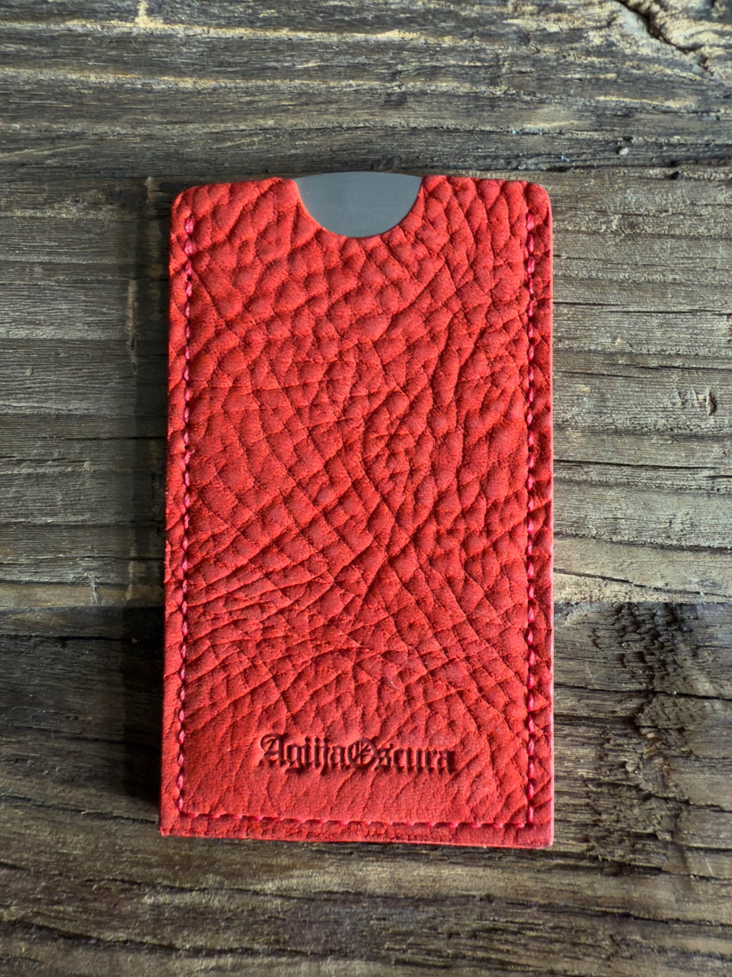 Metal Comb with Red Vegetable Tanned Horse Shoulder Comb Case