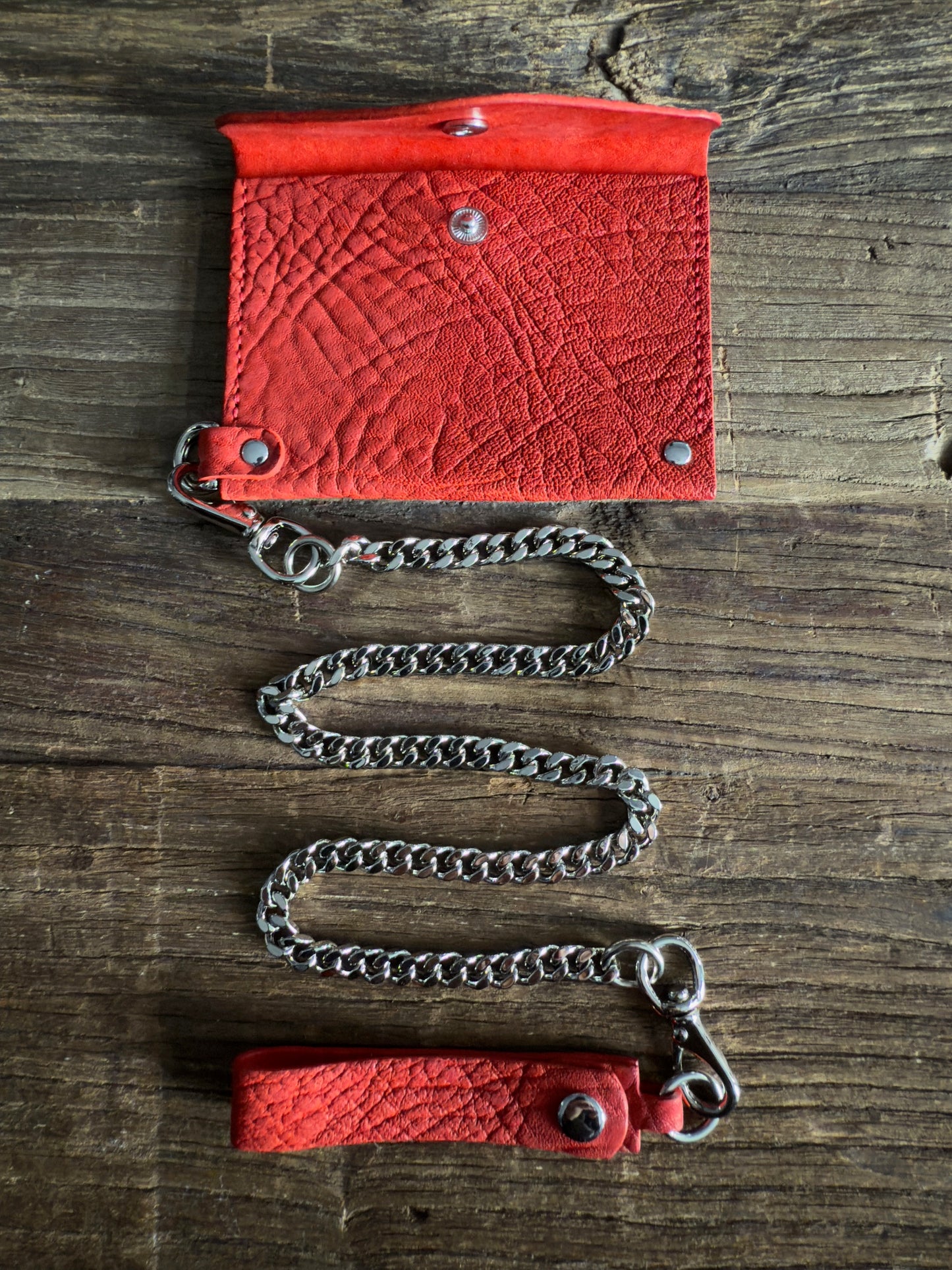 Red Horse Shoulder Leather Biker Wallet with Curb Chain