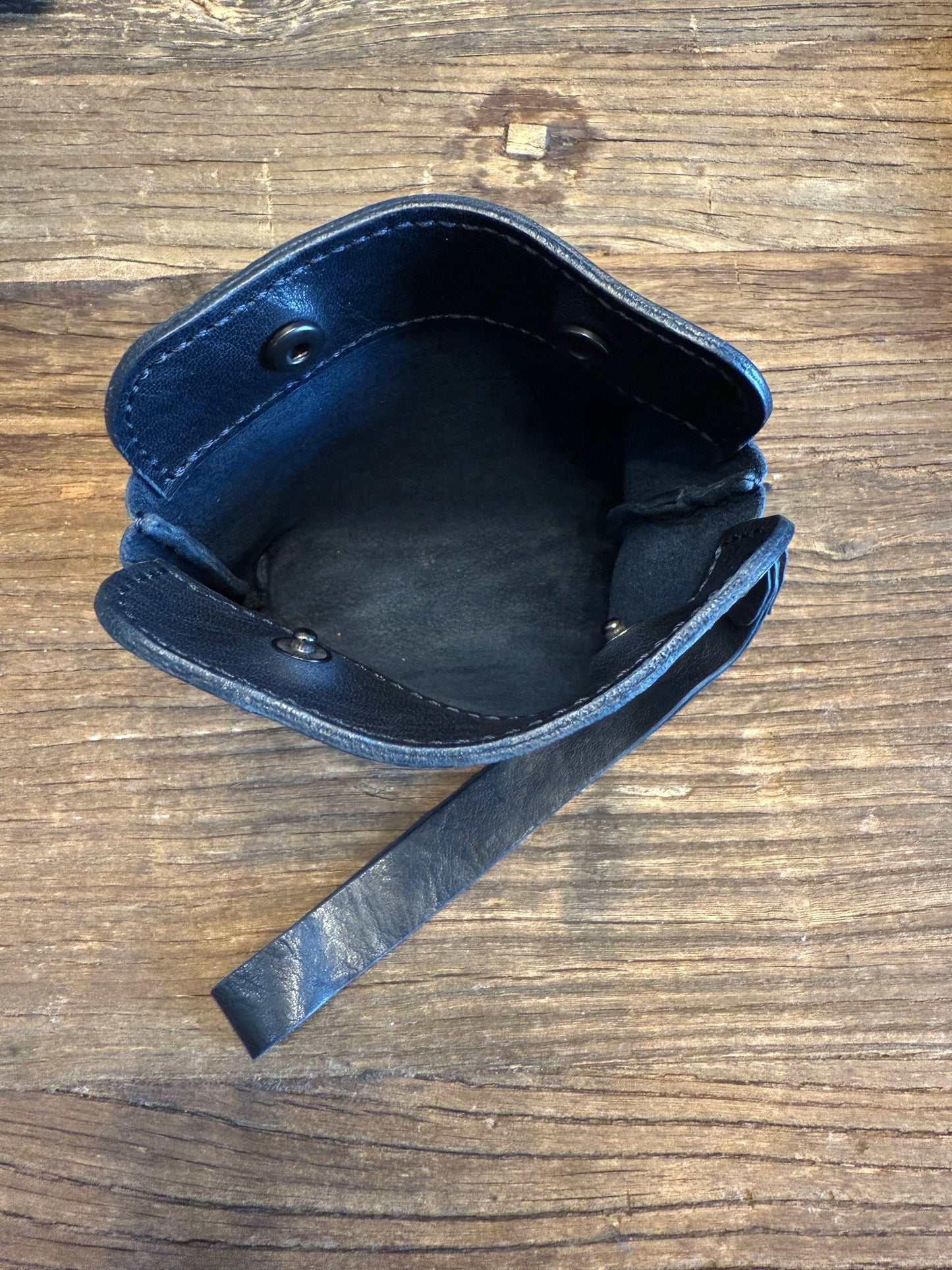Dark Blue Italian Avancorpo Horsehide Snap Pouch with Wrist Strap