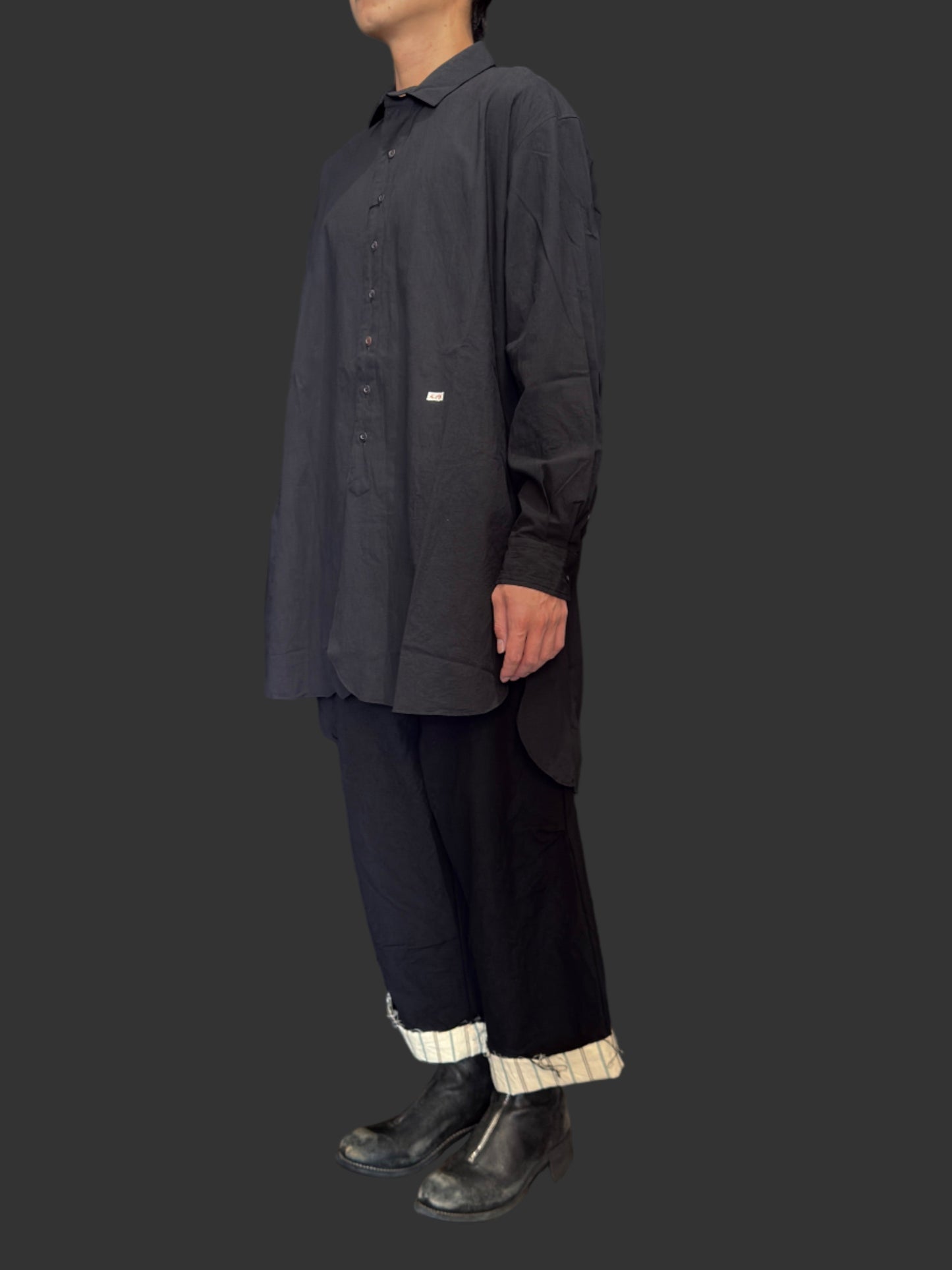 Black Over-Sized Short Collar Shirt