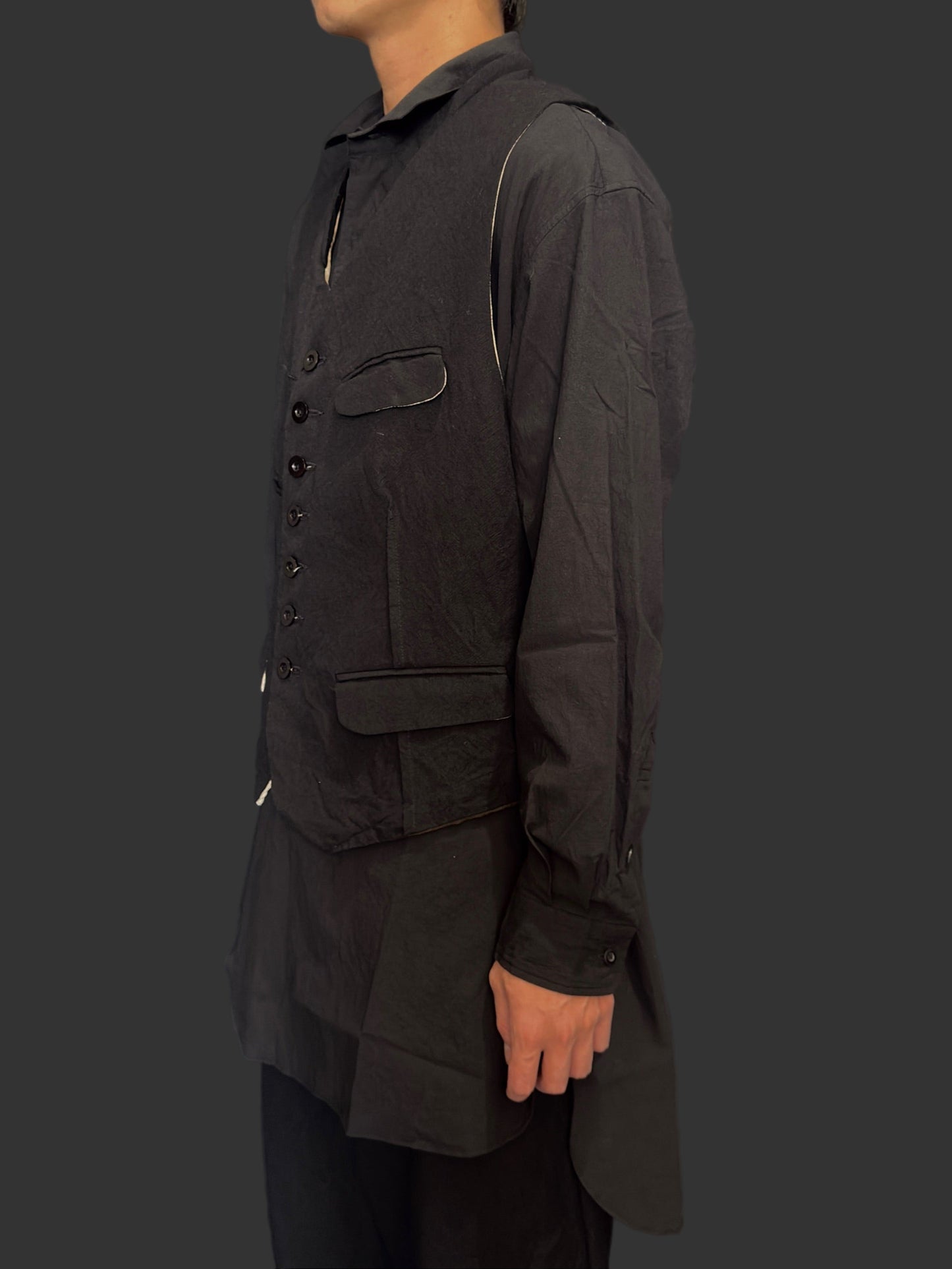 Coal Black Square Shaped Loose Vest