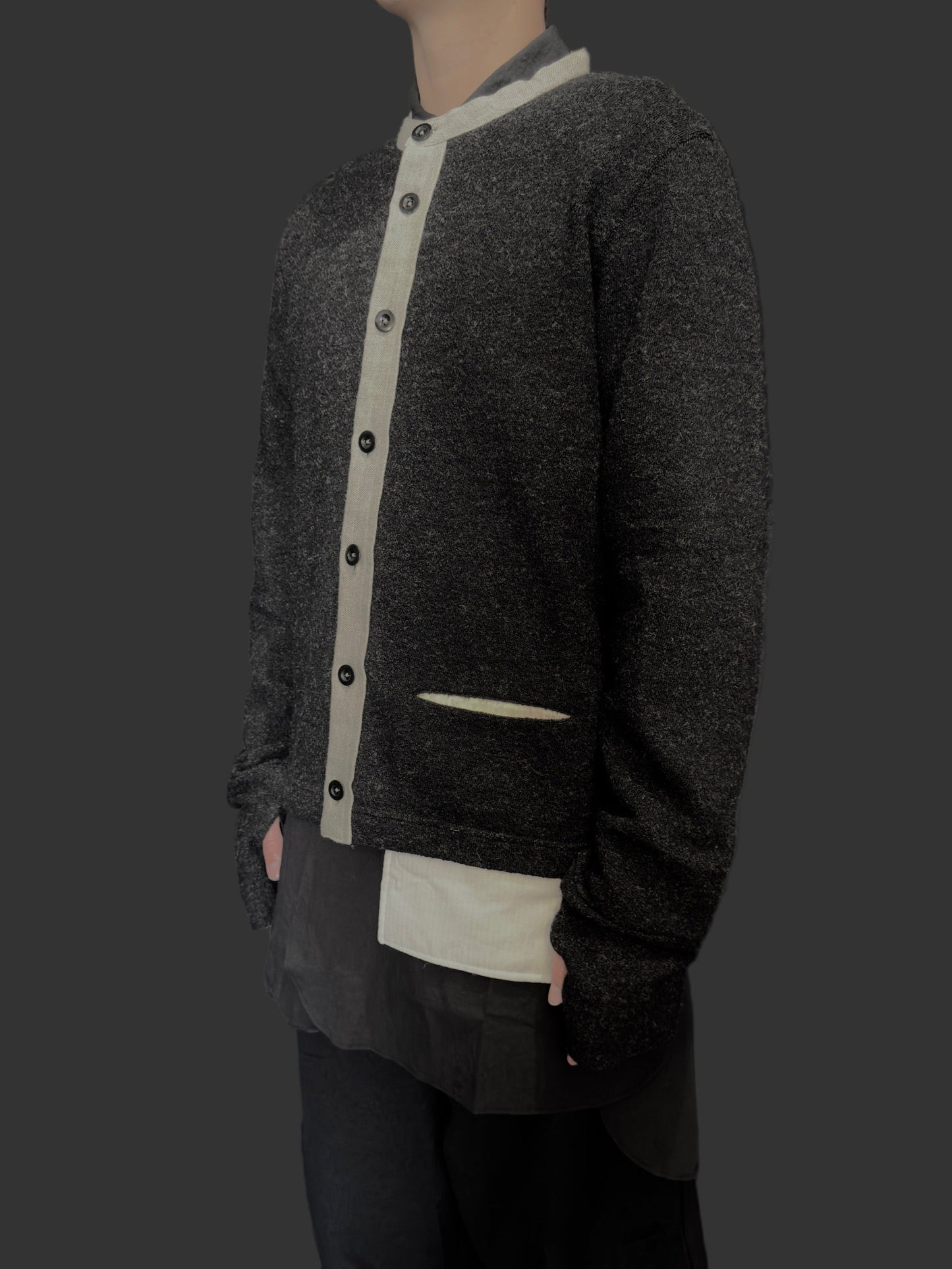 Carbon Cleric 2-tone Knit Cardigan
